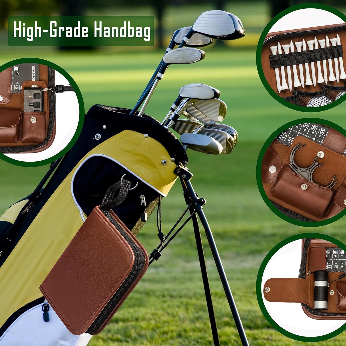 HIRQUITICKE Golf Gift Sets for Men & Women with Accessories Set & Case, Balls, Rangefinder, Tees, Brush, Multifunctional Divot Knife, Scorer, Ball Clamp