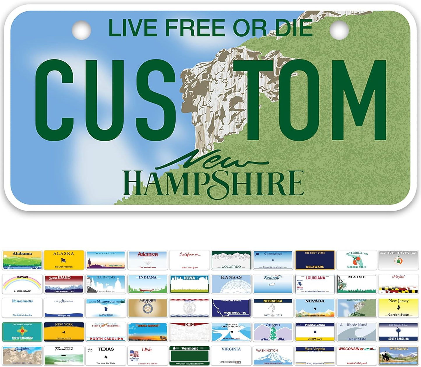 Mini License Plates, Personalized License Plates, Custom for Car, Bikes, ATV, Kids Car, Golf Cart, Jeep, 2x4 Inch, Rust-Free Fade Resistant Aluminum, USA Made by My Sign Center (New Hampshire)