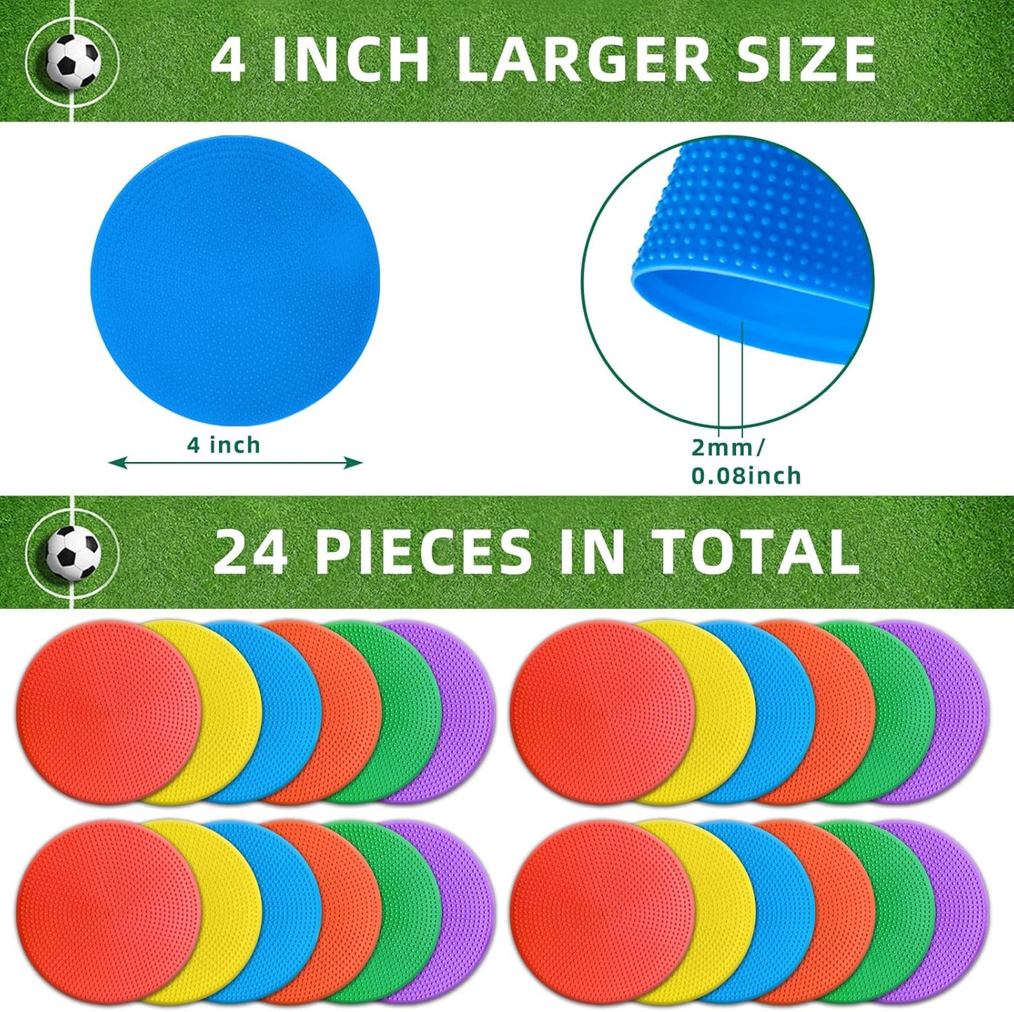 Poly Spot Markers 9 inch Non-Slip Rubber Agility Training Markers Floor Dots Flat Field Cones for Football, Soccer, Basketball, School Exercise Drills, Dance Practice