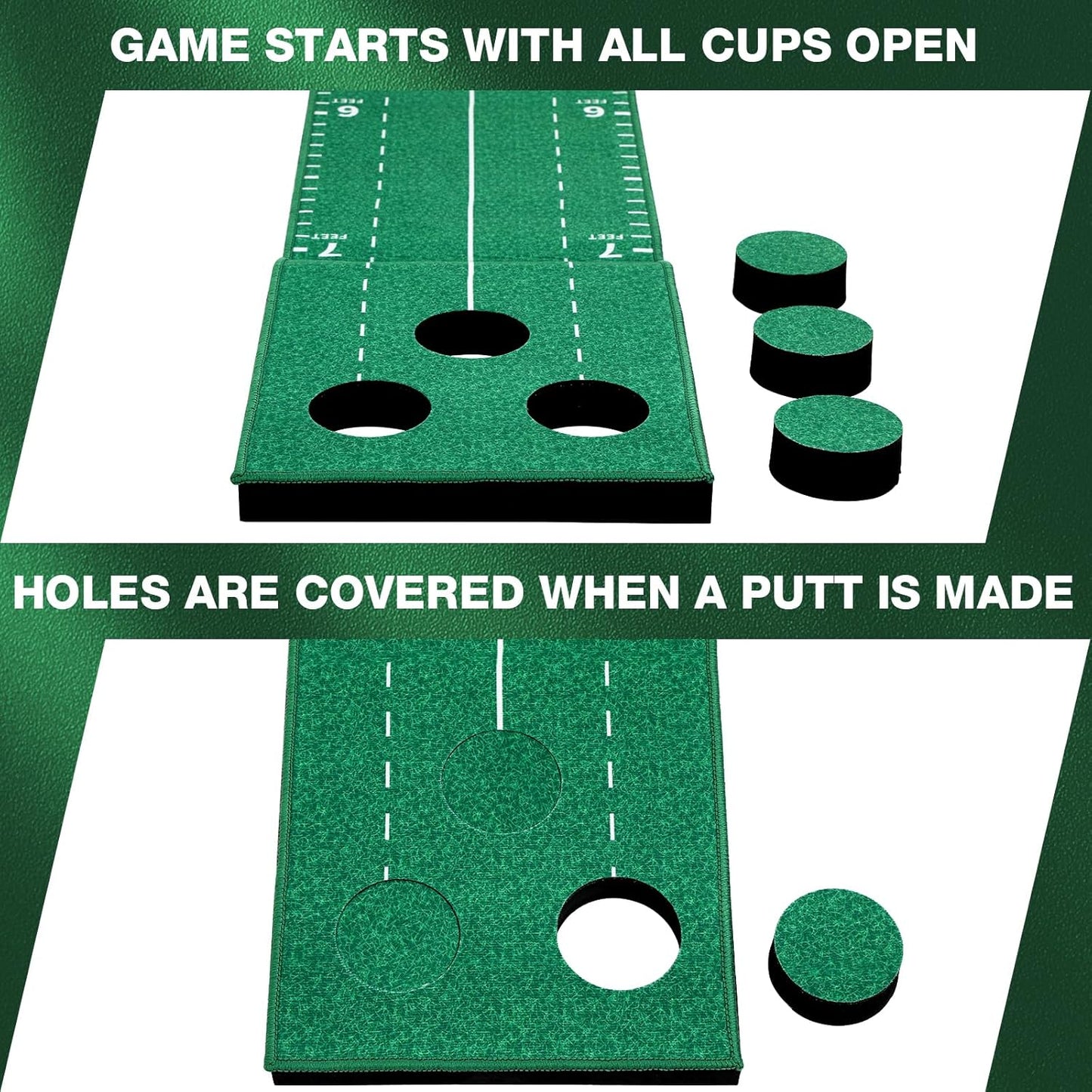 Wekin Indoor Putting Green Game Set, Golf Putting Game with Metal Putter & Golf Balls, Golf Putting Mat Training Aid for Backyard,Party,Office