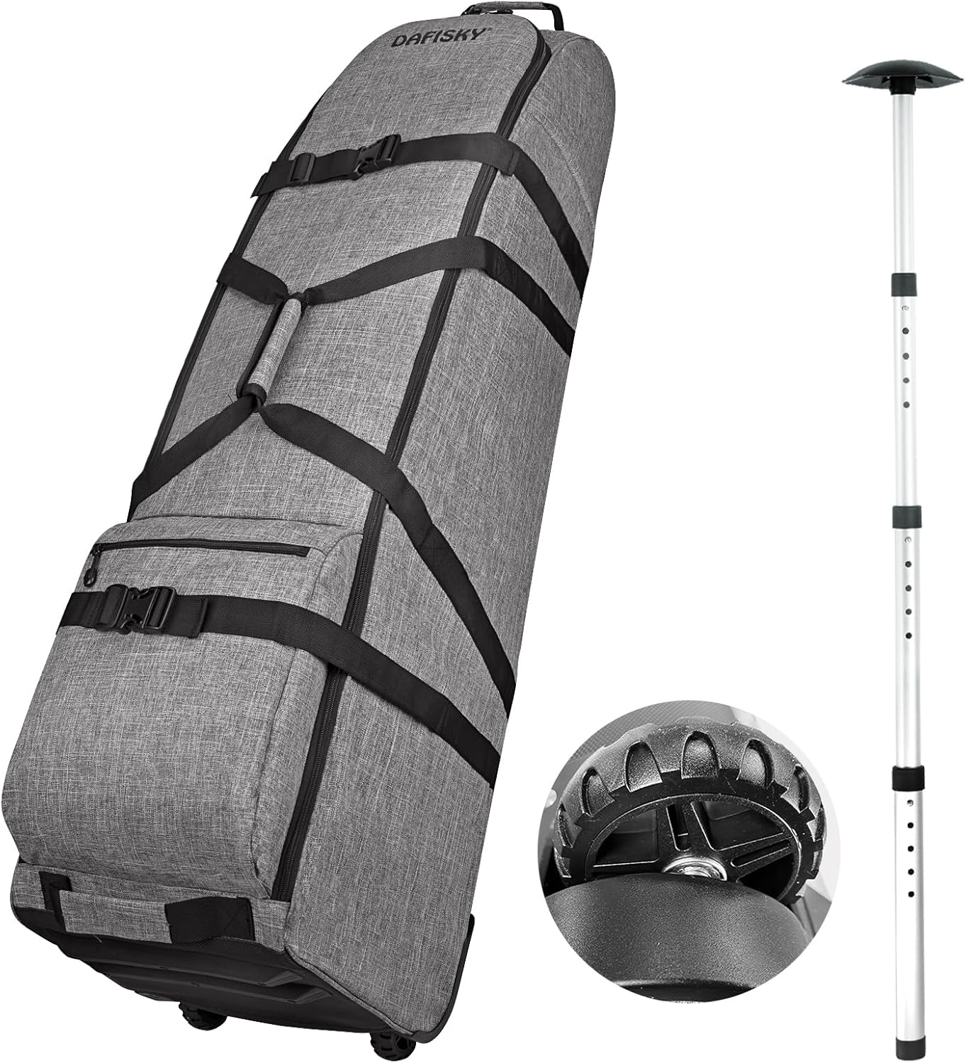 Golf Travel Bag for Airlines with Wheels - Adjustable Support Rod for Protect Golf Clubs