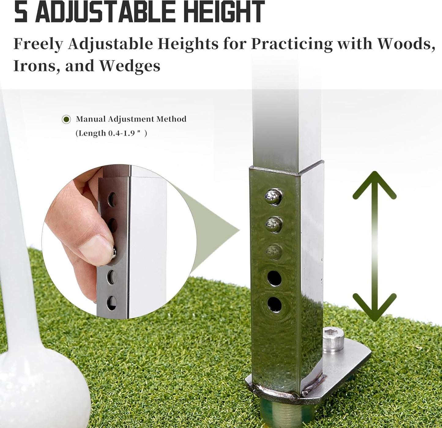 PGM Golf Swing Trainer 3.0 – Enlarged Golf Hitting Mat with 5 Adjustable Heights, Automatic Ball Return, Pure Path Golf Swing Training Aid for Indoor & Outdoor Practice, Home Golf Training Equipment