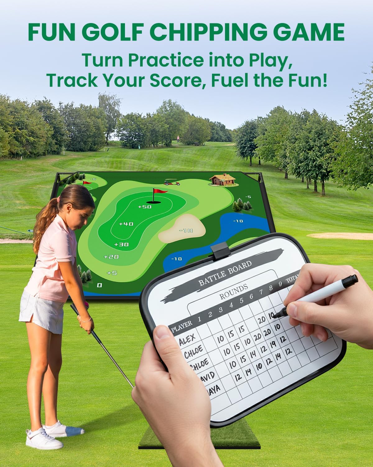 NAIZEA Golf Chipping Game with Stand - Golf Target Battle Games with Hitting Mat, 25 Sticky Balls, Indoor Outdoor Portable Golfs Game for Chipping Practice for Dads Golfers