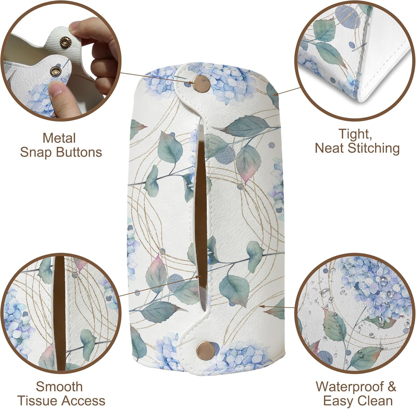 Abstract Hydrangea Flower Tissue Box Cover Holder – Rectangular Tissue Organizer, Decorative Napkin Box Case for Home, Office & Car