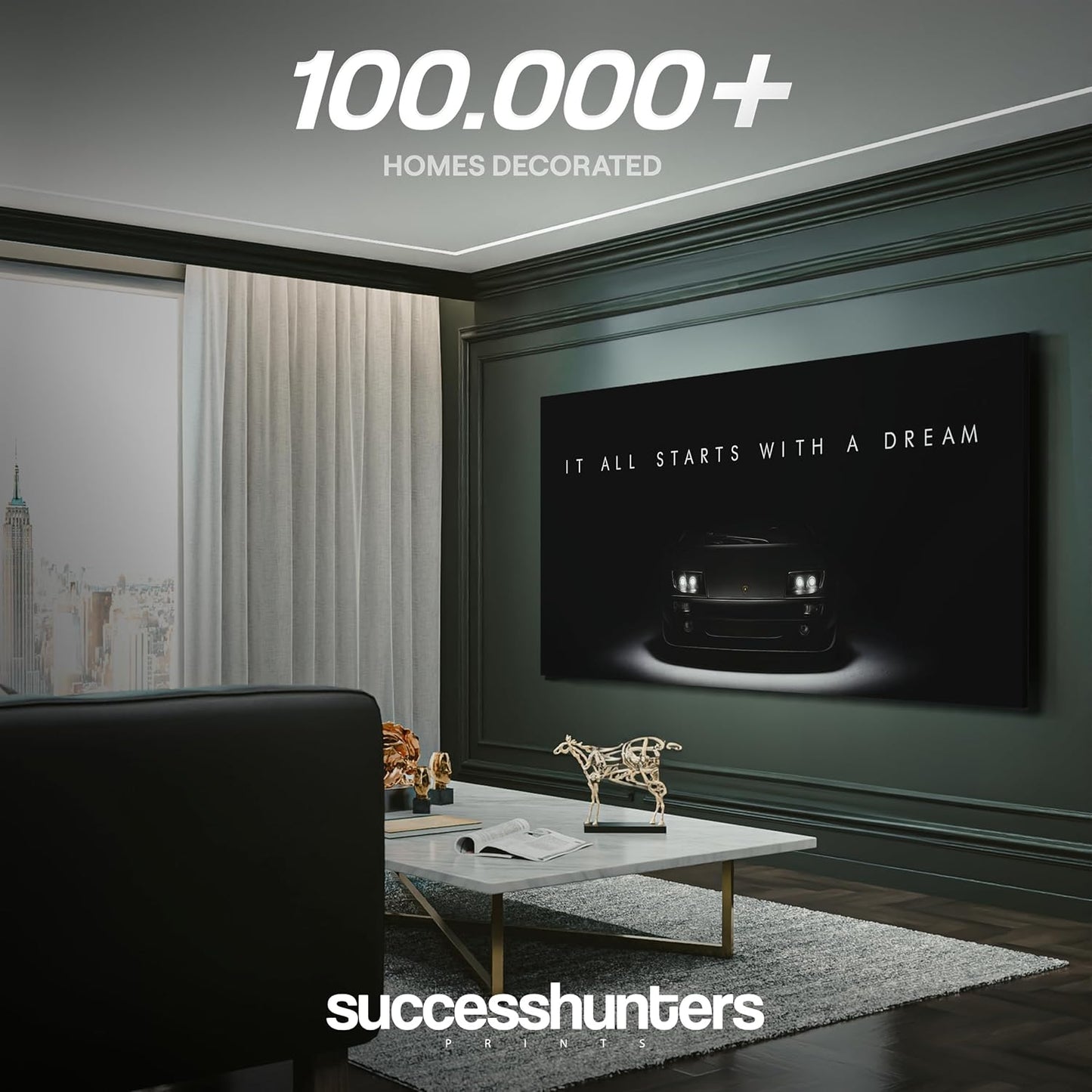 Motivational Wall Art for Office, Super Car Art Canvas, Inspirational Automotive Decor for Lamborghini Diablo Sportscar Lovers, Motivational Wall Decor for Office and Home, Car Poster (24" x 48" in)