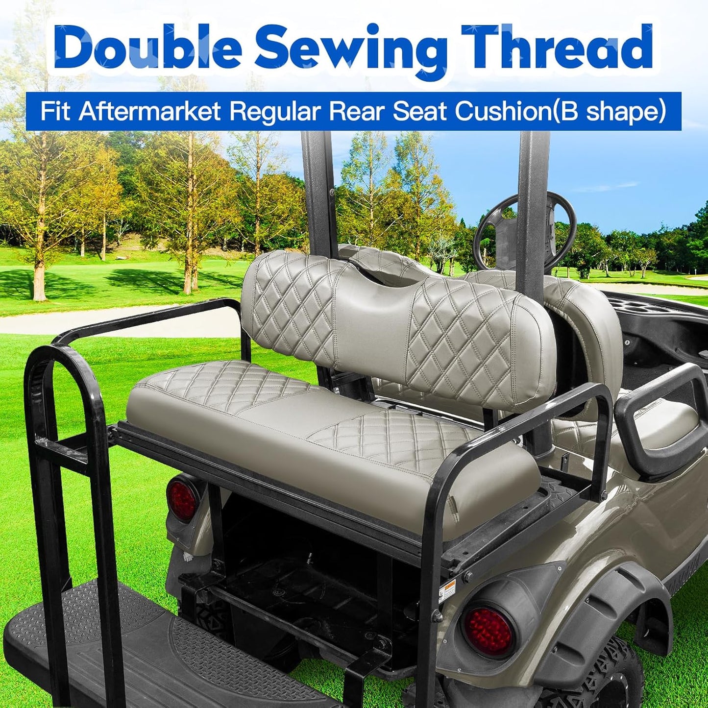 NOKINS 4PCS Golf Cart Seat Covers Kit, Front and Rear Seat Covers Fits YAMAHA/G29/Drive2 Standard Seat Cushion, Yamaha Vinyl Diamond Replacement Seat Covers, No Stapler(Oyster Gray)