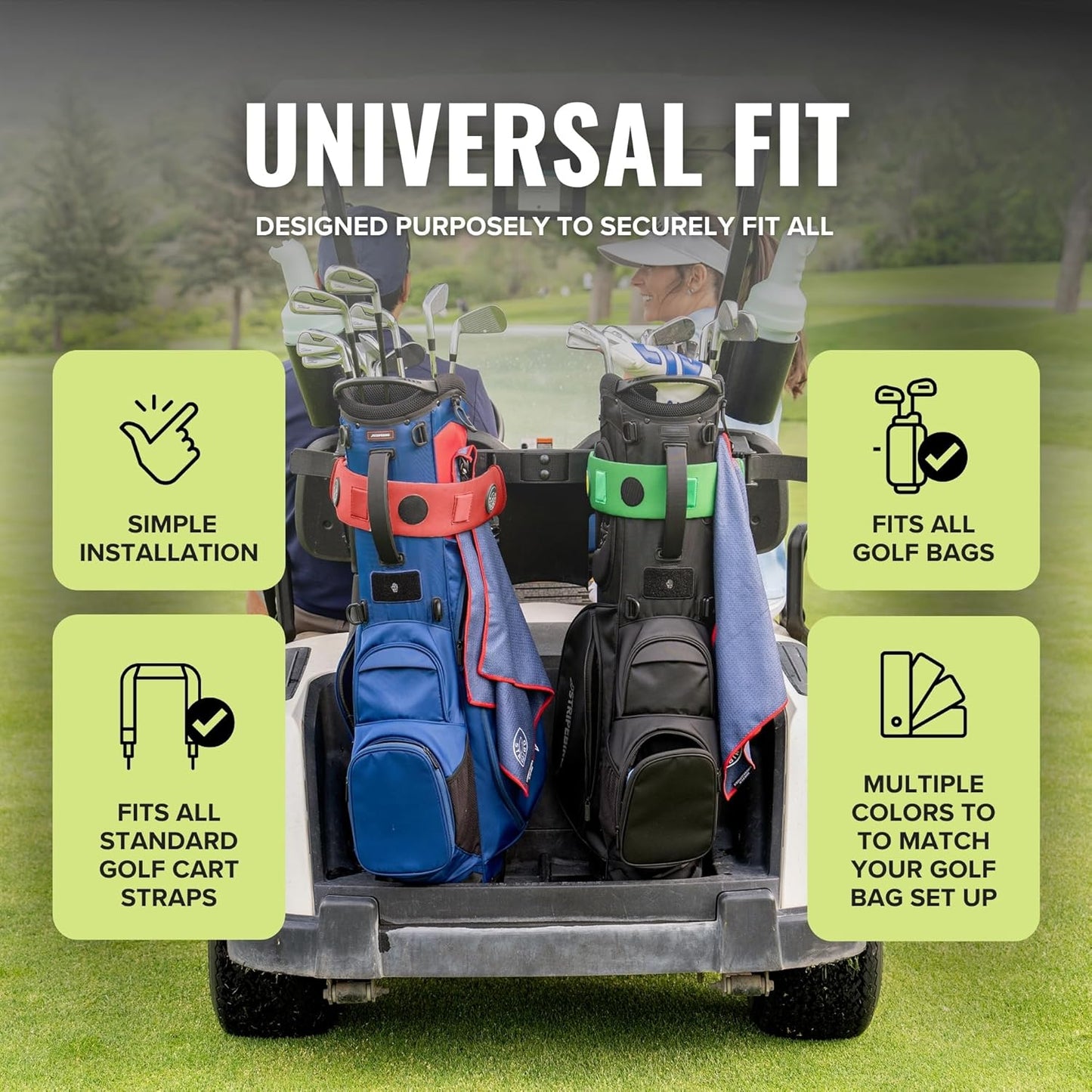 Stripebird - Premium Golf Cart Strap Sleeve Protector - Save Your Golf Bag from Golf Cart Straps - Includes Magnetic and Steel Plate for Magnetic Golf Accessories