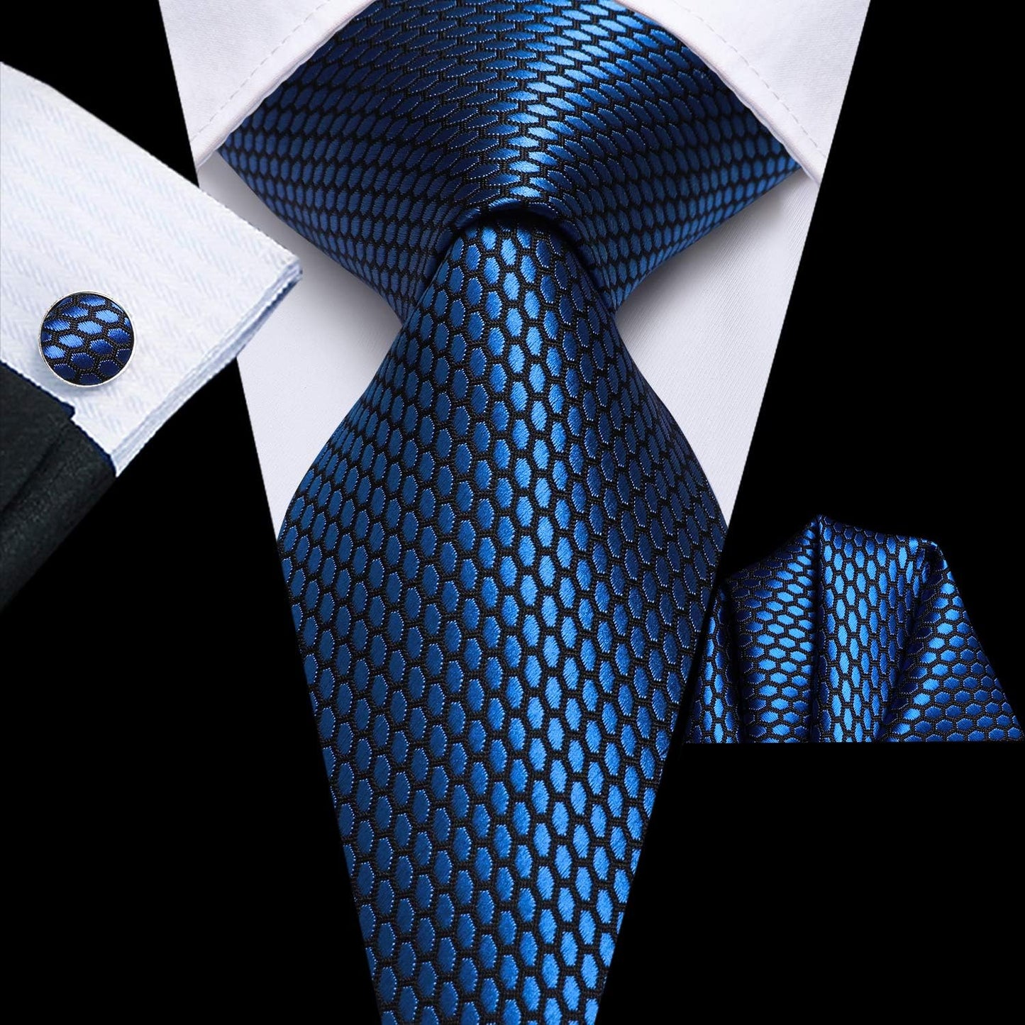 Dubulle Mens Paisley Striped Tie WOVEN Necktie for Men and Handkerchief Cufflinks Set Wedding Formal Business