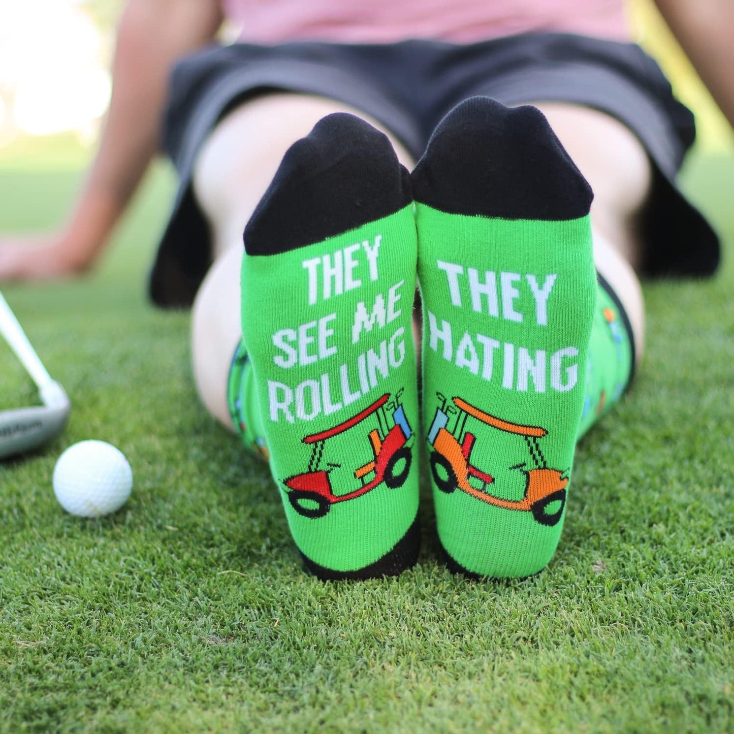 Lavley Funny Golf Socks - Fun gift for golfers - Unisex one size fits most - Great for birthdays or stocking stuffers