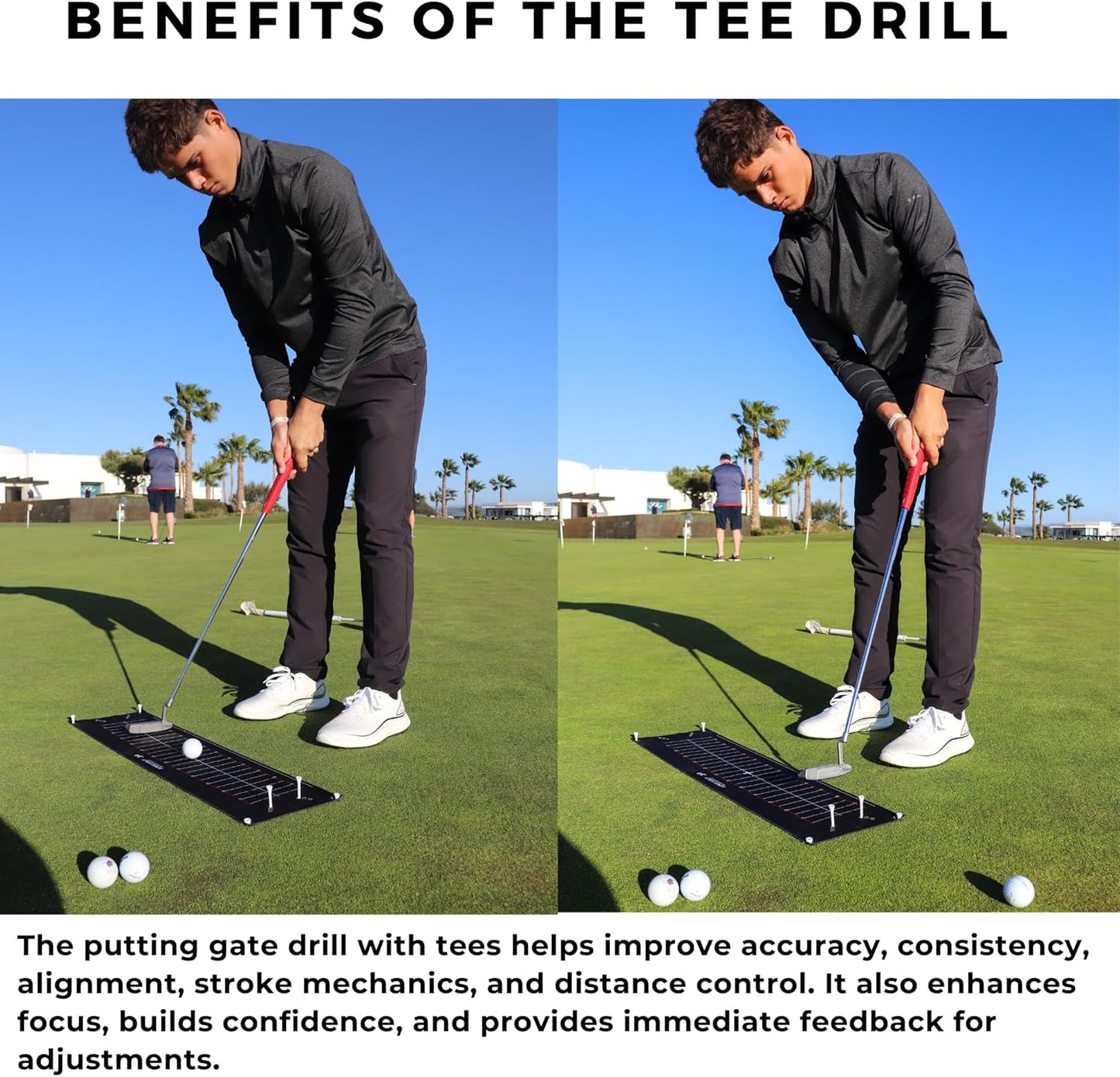 Golf Putting Practice Training aid,Perfect Perfect Practice Golf Putting mat, Tour aim Golf Alignment Golf Training aid, Putting Golf Set with Putting arc