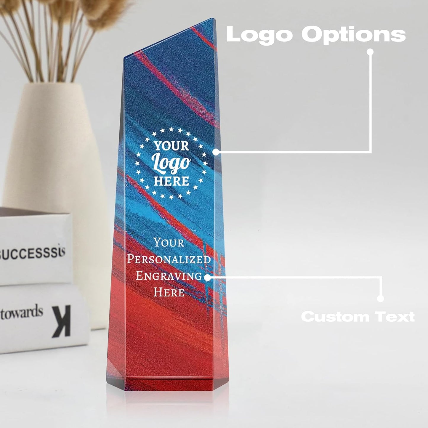 Personalized Crystal Trophy Award - Award for Employees- Plaques Custom Engraved- Coworker Gift,Employee Appreciation Gift,Ideal for Business Events and Occasions (Custom Logo/Engraved)
