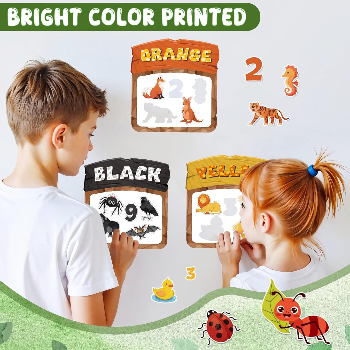 10Pcs Magnetic Color Sorting Set 60 Fridge Magnets for Kids, Cute Animal Refrigerator Magnets for Kids Early Education Color Sorting Shape Matching