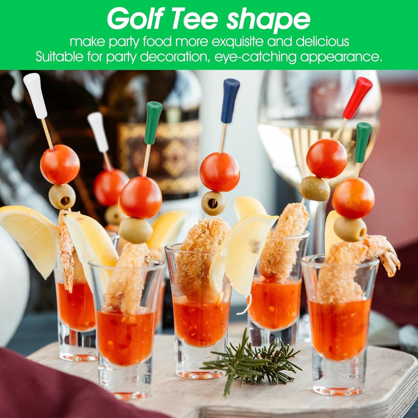 500 Pcs 4.7 Inch Golf Tee Picks for Appetizers Golf Toothpicks Decorative Golf End Sports Bamboo Fruit Sandwich Cocktail Picks for Golf Party Decoration Supplies Catered Events (Multicolor)