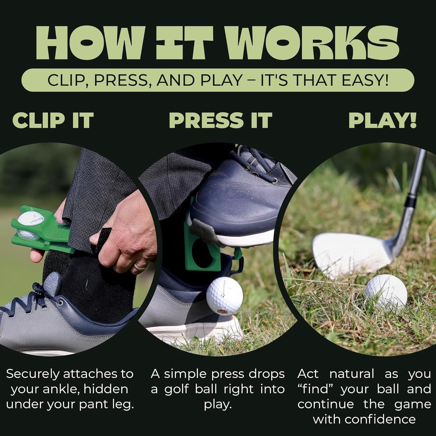 Par for the Course Golf Ball Dropper Clip – Secret Golf Ball Dispenser – Hidden Under Pant Leg – Funny Gag Gift for Golfers – Novelty Golf Accessory for Cheating & Finding Lost Balls