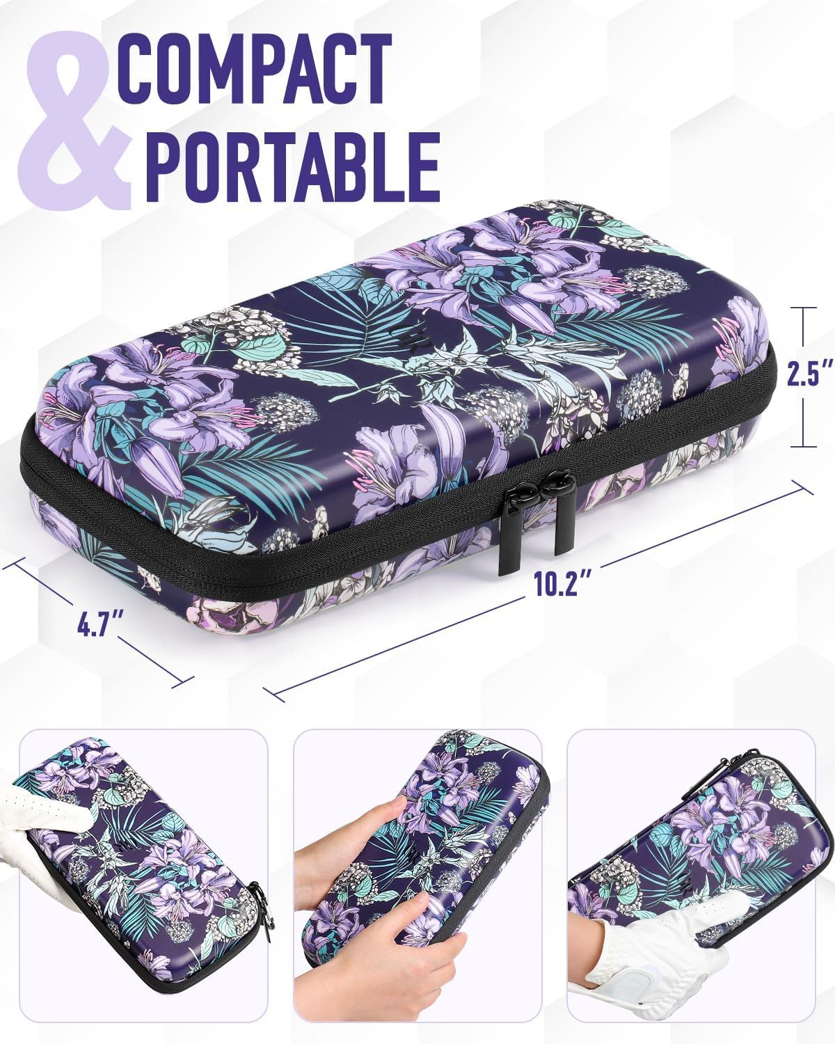 Odor-Absorbing Golf Glove Holder Case for Men Women with Glove Shaper - Fits Golf Club Bag, Golf Organizer Storage for Phone, Tees, Divot Tool, Ball Markers, Golf Gifts for Men Women