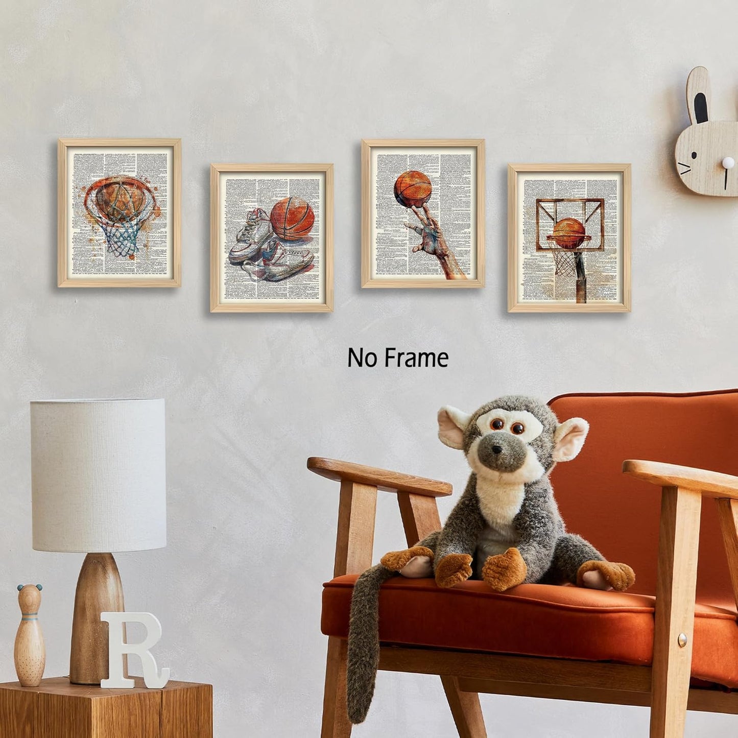 KSDUT Retro Basketball Wall Decor Art Set of 4 - Vintage Artwork Poster Prints Gym Club Wall Decor Basketball Gifts Wall Art for Office Games Sports Room Decorations - 8"x10" Unframed