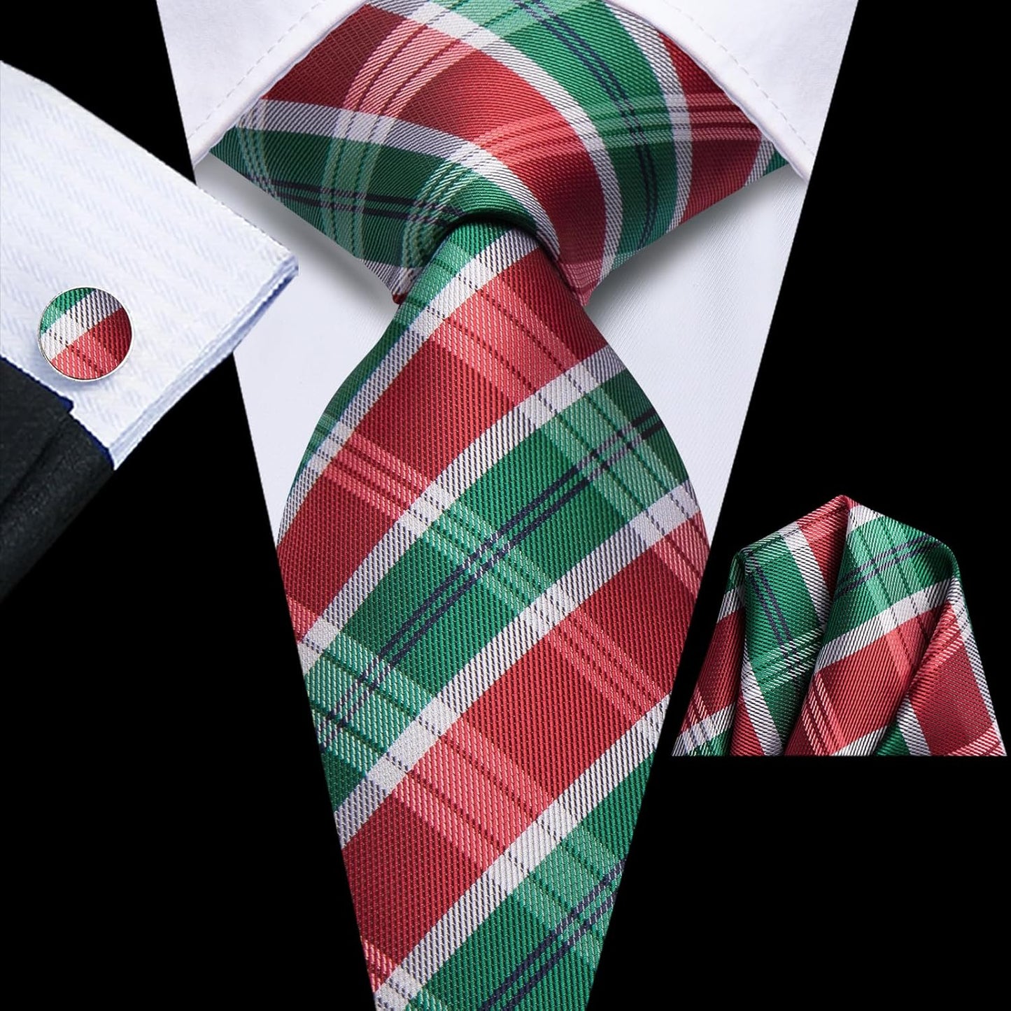 Dubulle Mens Paisley Striped Tie WOVEN Necktie for Men and Handkerchief Cufflinks Set Wedding Formal Business