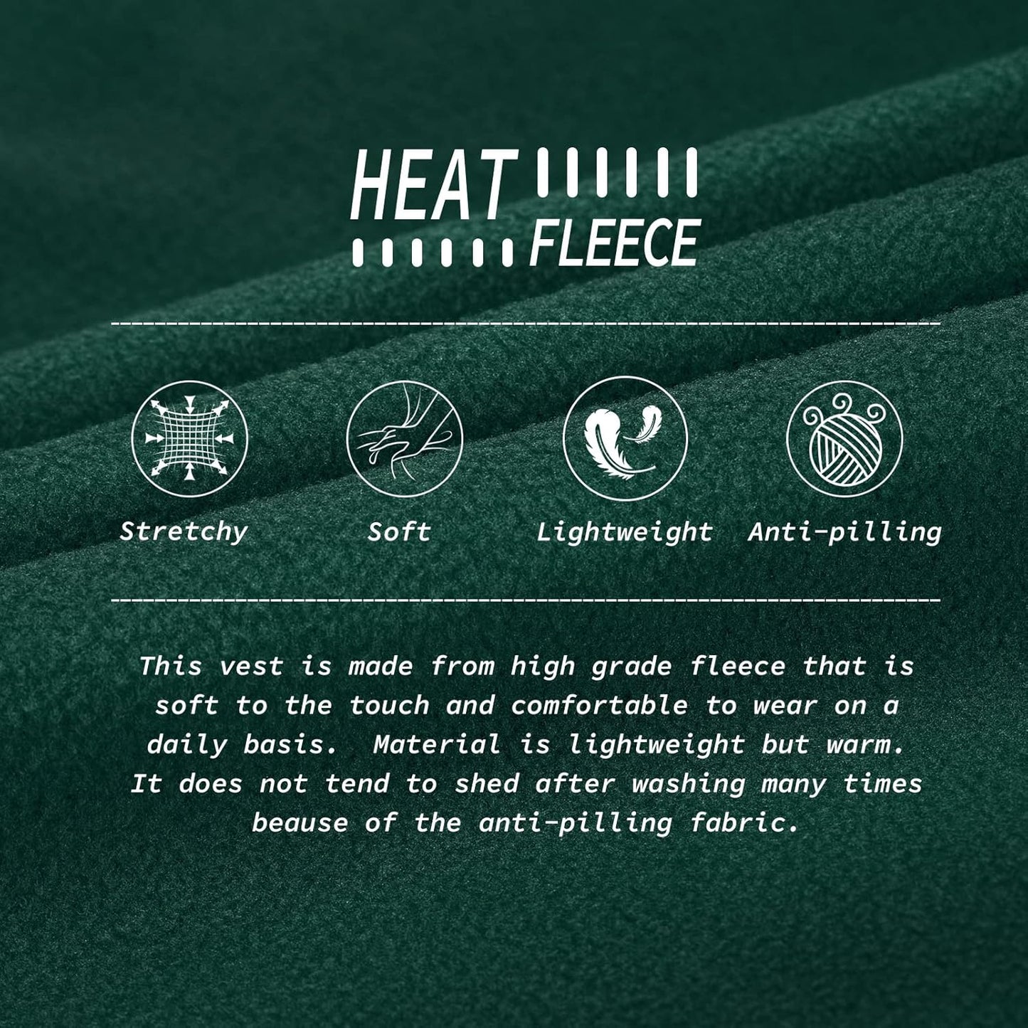 33,000ft Men's Fleece Vest, Lightweight Warm Zip Up Polar Vests Outerwear with Zipper Pockets, Sleeveless Jacket for Winter