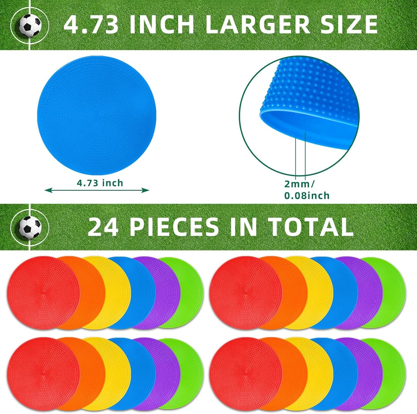 Poly Spot Markers 9 inch Non-Slip Rubber Agility Training Markers Floor Dots Flat Field Cones for Football, Soccer, Basketball, School Exercise Drills, Dance Practice