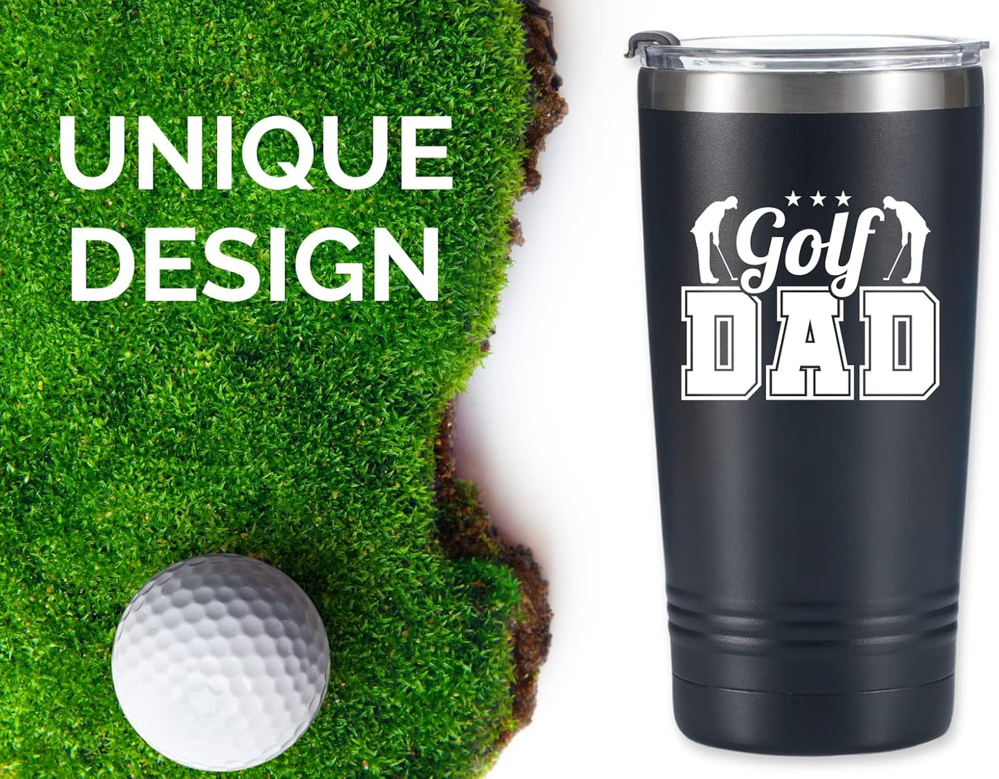 Onebttl Golf Gifts for Men, Funny Golf Gifts for Men 20oz Tumbler, Golf Dad Gifts, Fathers Day Golf Gifts, Birthday Gifts, Gifts for Golf Lovers - Black - Golf Dad