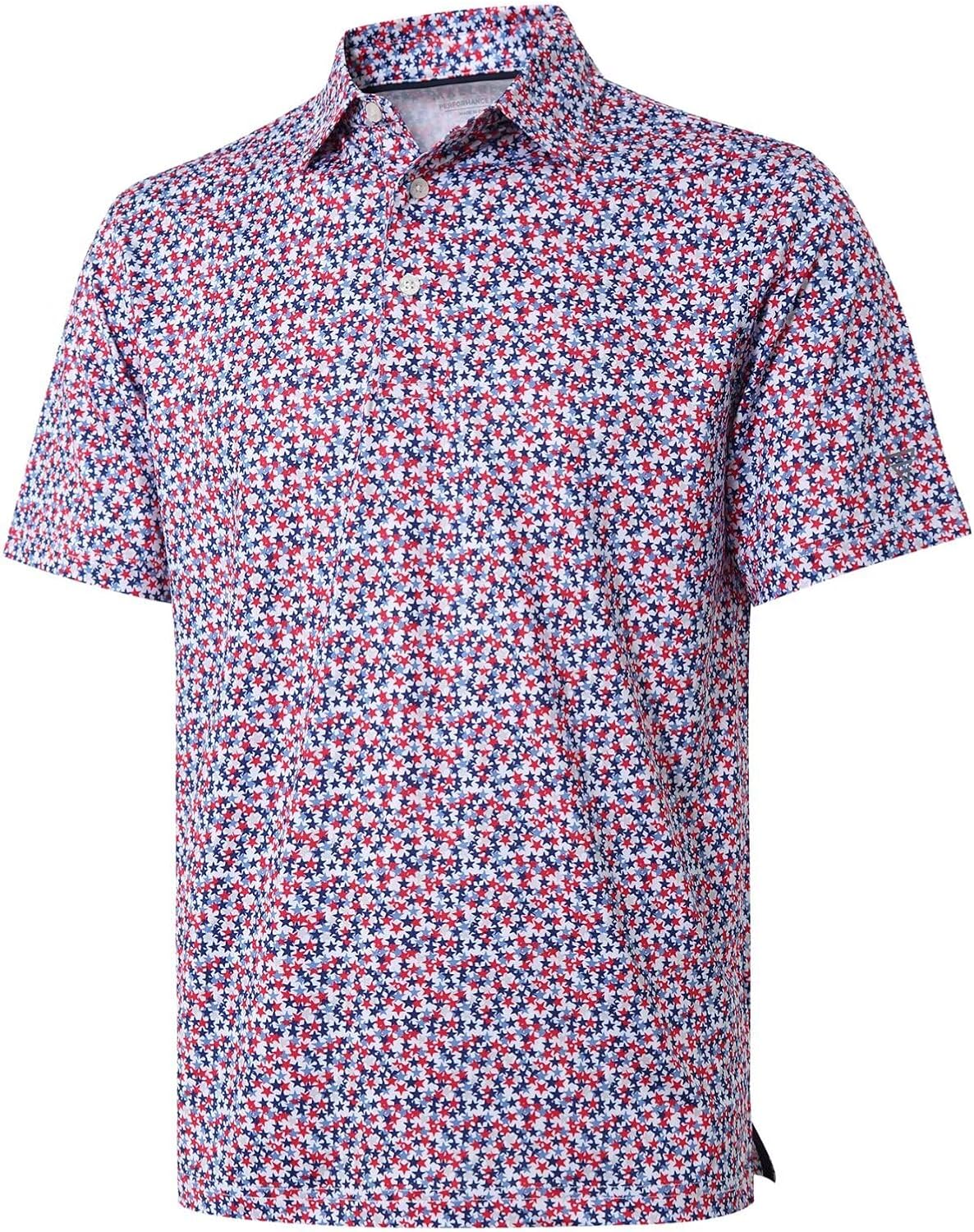 Golf Shirts for Men Dry Fit Short Sleeve Print Performance Moisture Wicking Polo Shirt