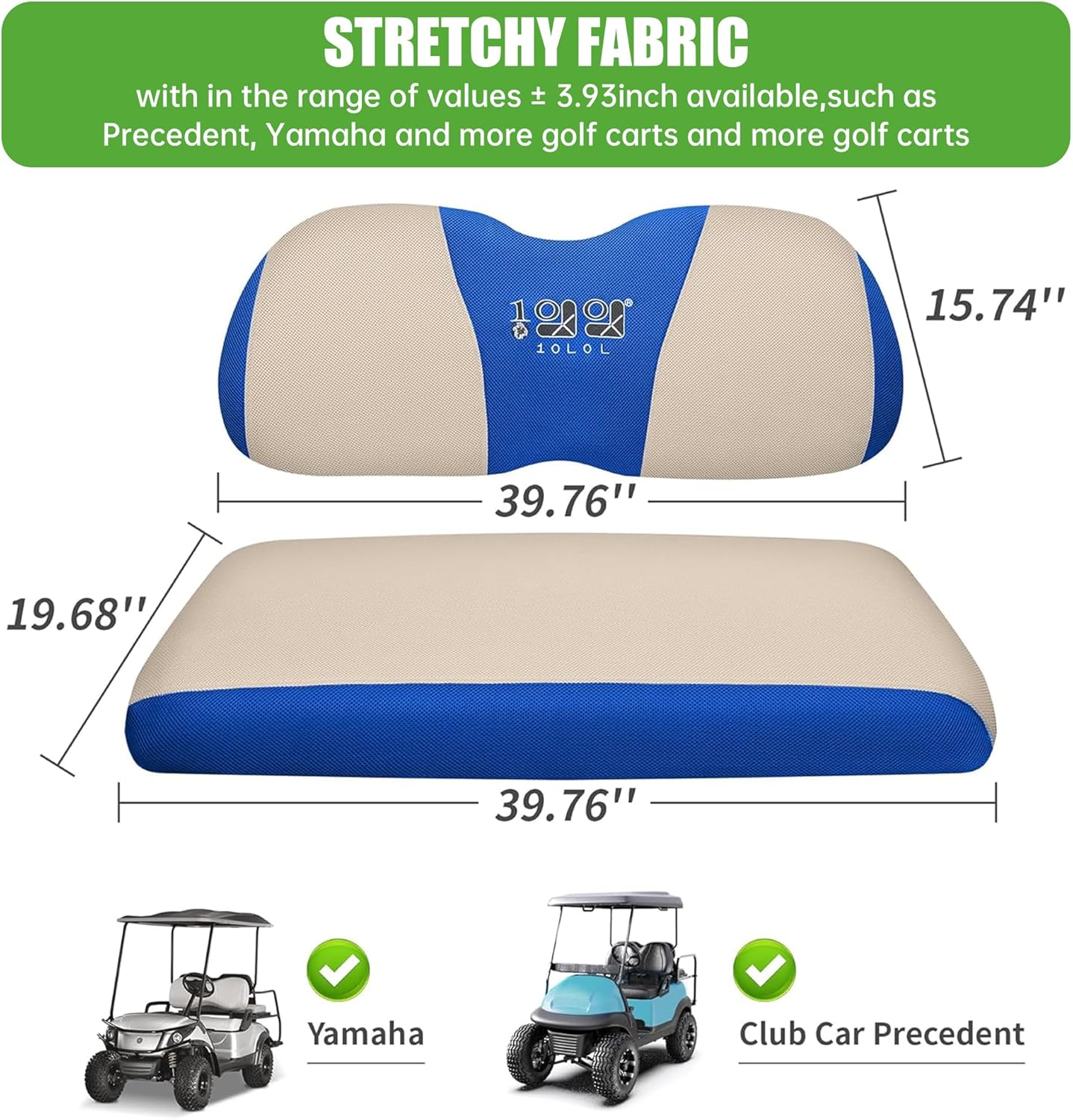 10L0L Golf Cart Seat Covers Universal for Yamaha Club Car Precedent Standard Front Seats, Breathable Mesh Bench Seat Cover, No Drilling Seat Cushion, All-Season Comfort Cool in Summer & Warm in Winter