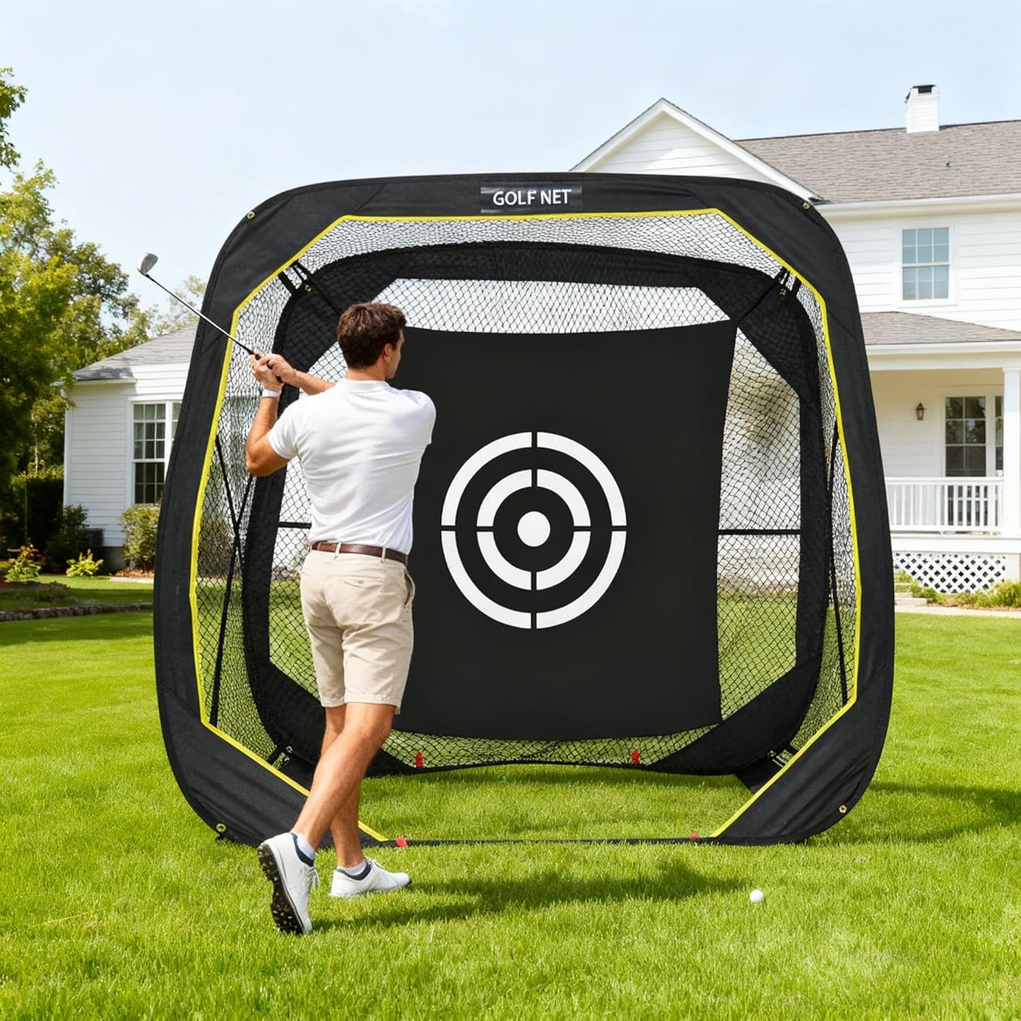 Golf Practice Net: 6x6x3ft Pop Up Portable for Backyard Training Garage Use Youth Men Women Driving Range Gift