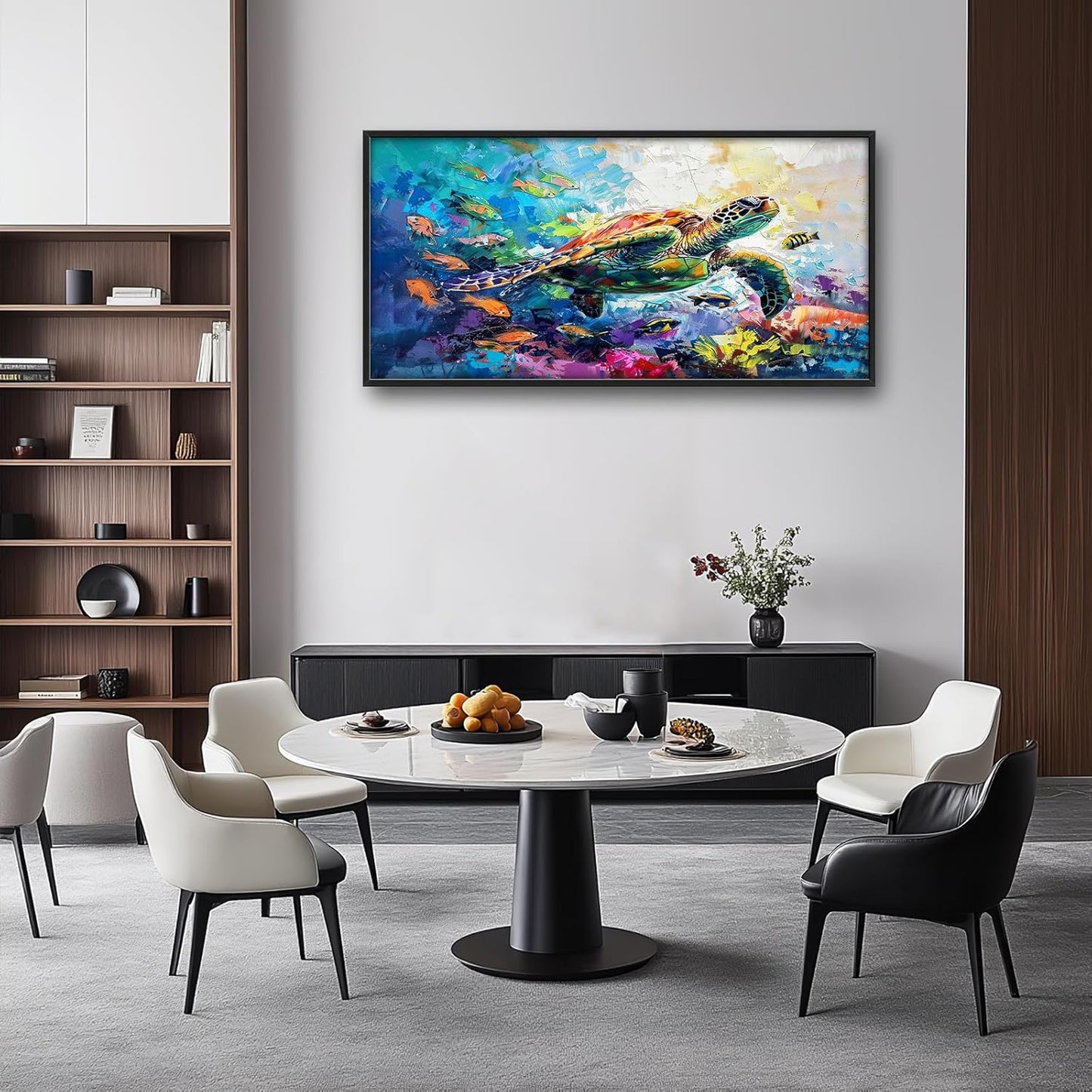 Large Sea turtle Framed Wall Art for Living Room Ocean Sea Turtle Pictures Canvas Coastal Beach Print Painting Artwork Nautical Home Decorations for Bathroom Bedroom Office 60x30 inch