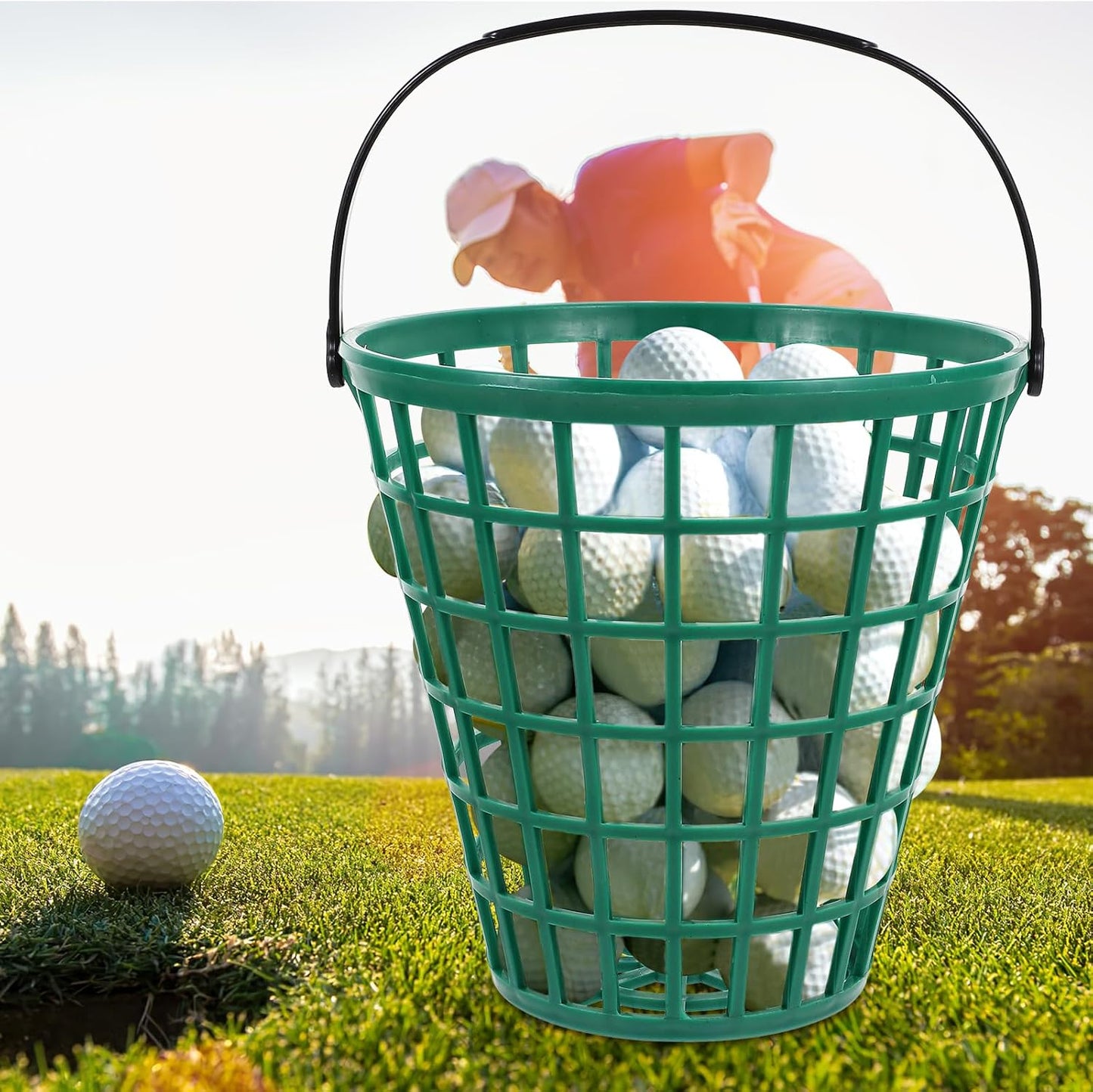 Stainless Steel Golf Ball Organizer Basket with Lid – Vintage Practice Range Storage & Beer Pong Bucket (Rust-Proof, Heavy-Duty for Indoor/Outdoor Use)