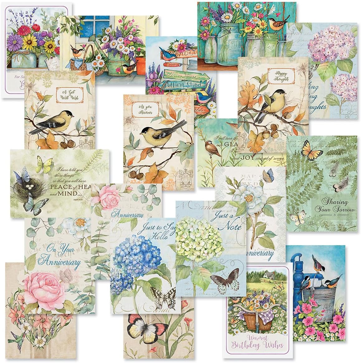 Current Susan Winget Studio All Occasion Value Pack With Seals - 40 Cards & Envelopes, Celebration, Get Well, Sympathy, Birthday, Holiday, & Greeting Variety, Large 5" x 7" Assortment, 20 Design Set