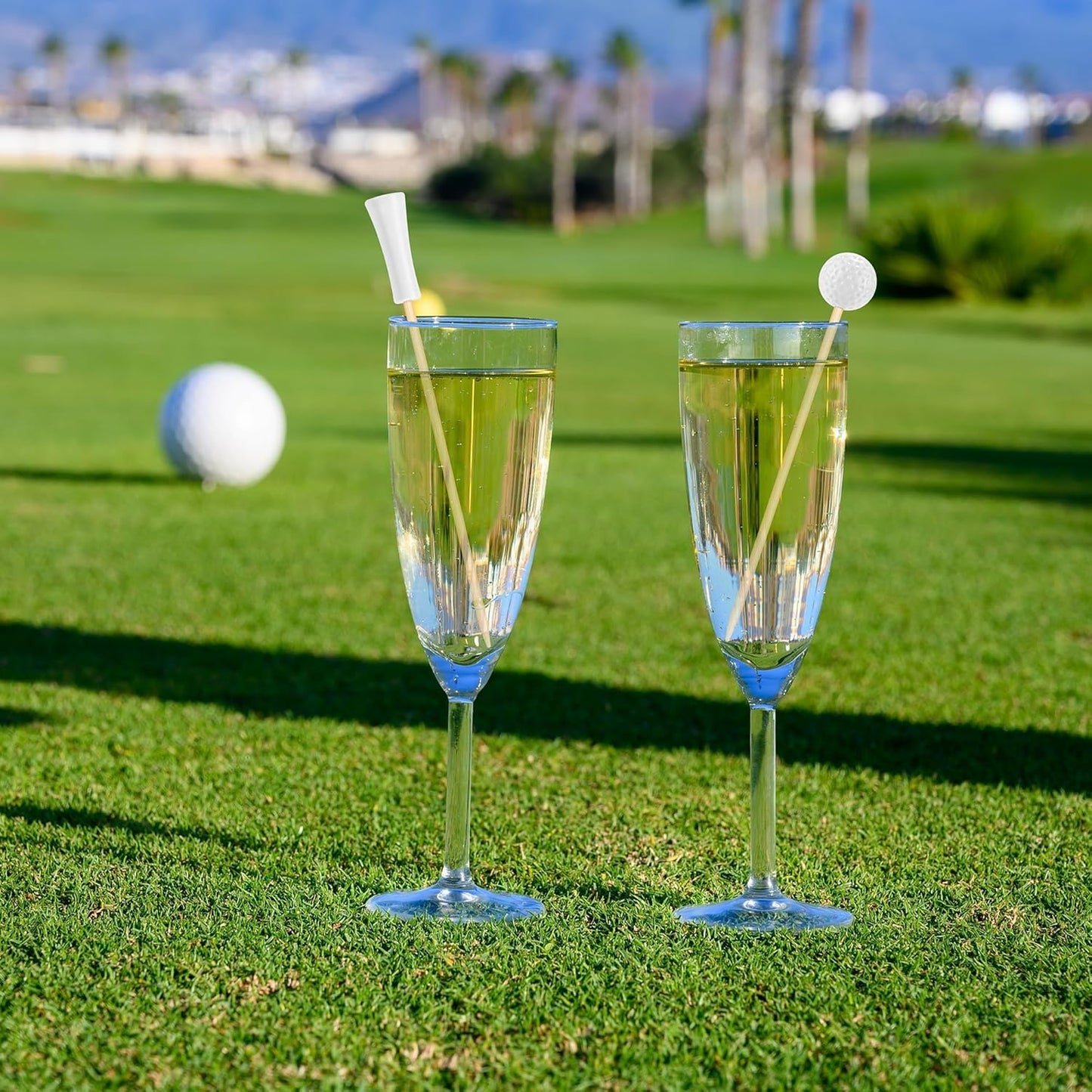 Aodaer 200 Pieces Golf Tee Cocktail Picks 4.72 Inch Golf Ball Toothpicks Disposable Bamboo Skewers Sports Themed Fruit Picks Decorative Toothpicks for Appetizers Sports Players Party Supplies Events