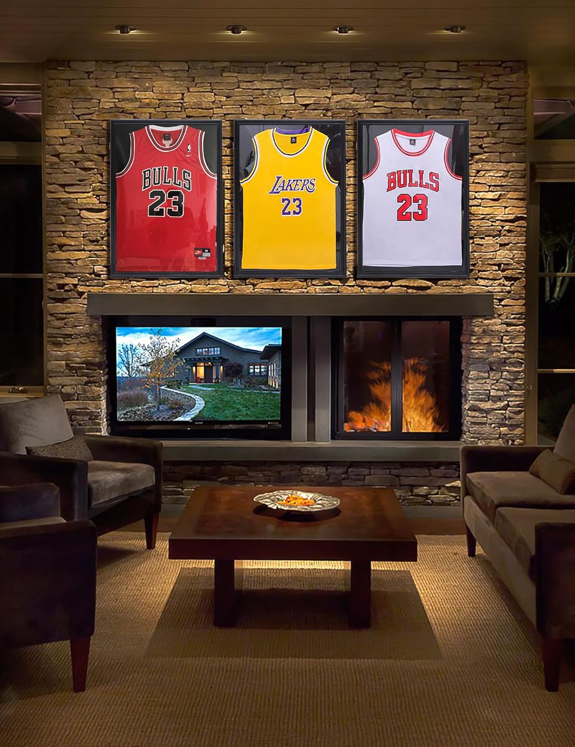 Nice C Jersey Frame Display Case with Lights, LED, UV Protection, Valet Pinboard, Acrylic, Basketball