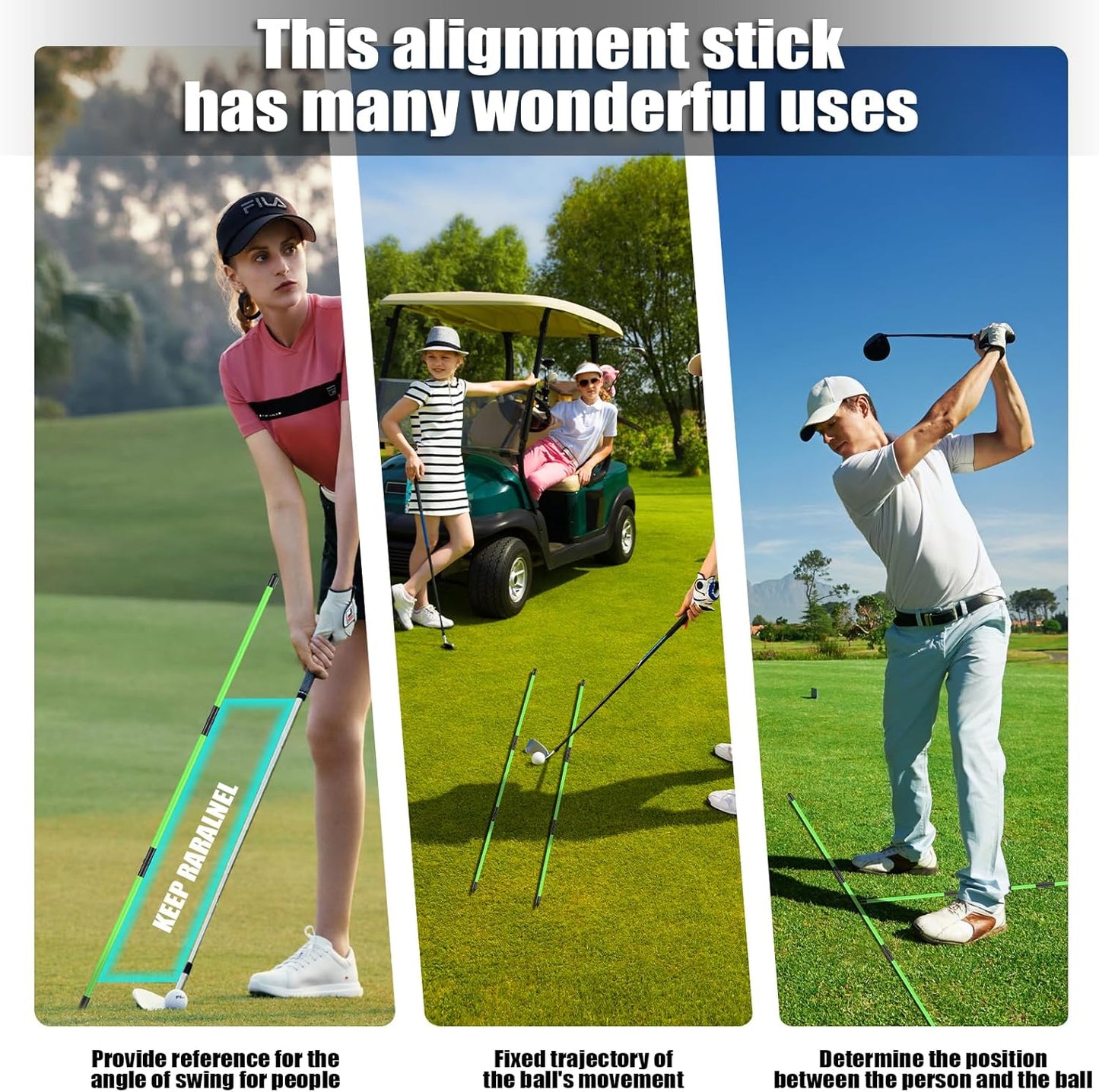 Collapsible Golf Alignment Sticks 2Pack, 48" Alignment Sticks for Golf Training,Golf Training Equipment for Aiming, Putting and Swing with Clear Tube Case
