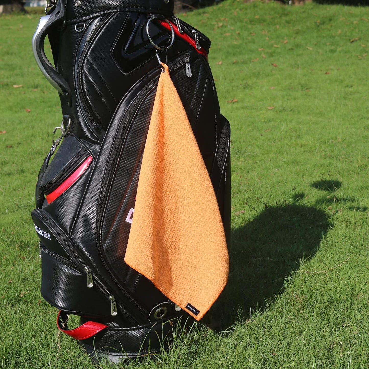 Handy Picks Microfiber Golf Towel (16" X 16") with Carabiner Clip, Waffle Pattern Golf Towel Hook and Loop Fastener - The Convenient Golf Cleaning Towel