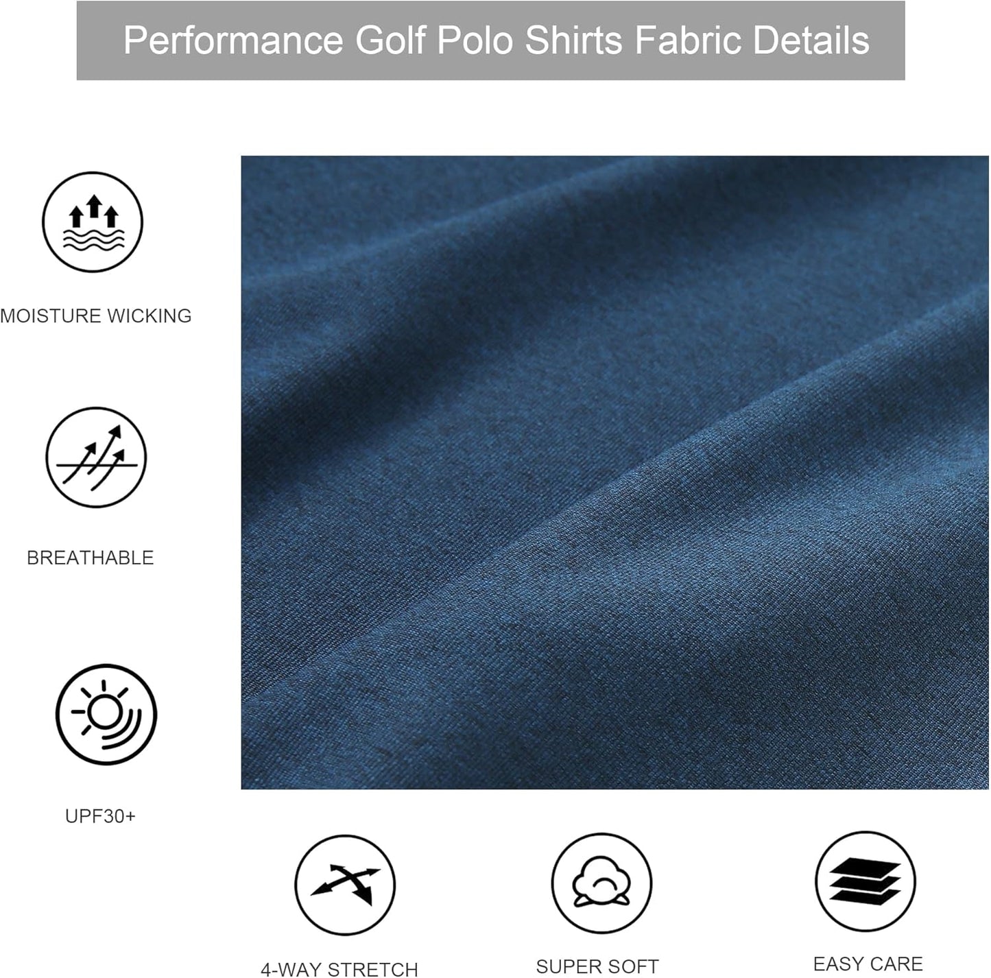 Alex Vando Mens Golf Shirt Moisture Wicking Quick-Dry Short Sleeve Casual Polo Shirts for Men