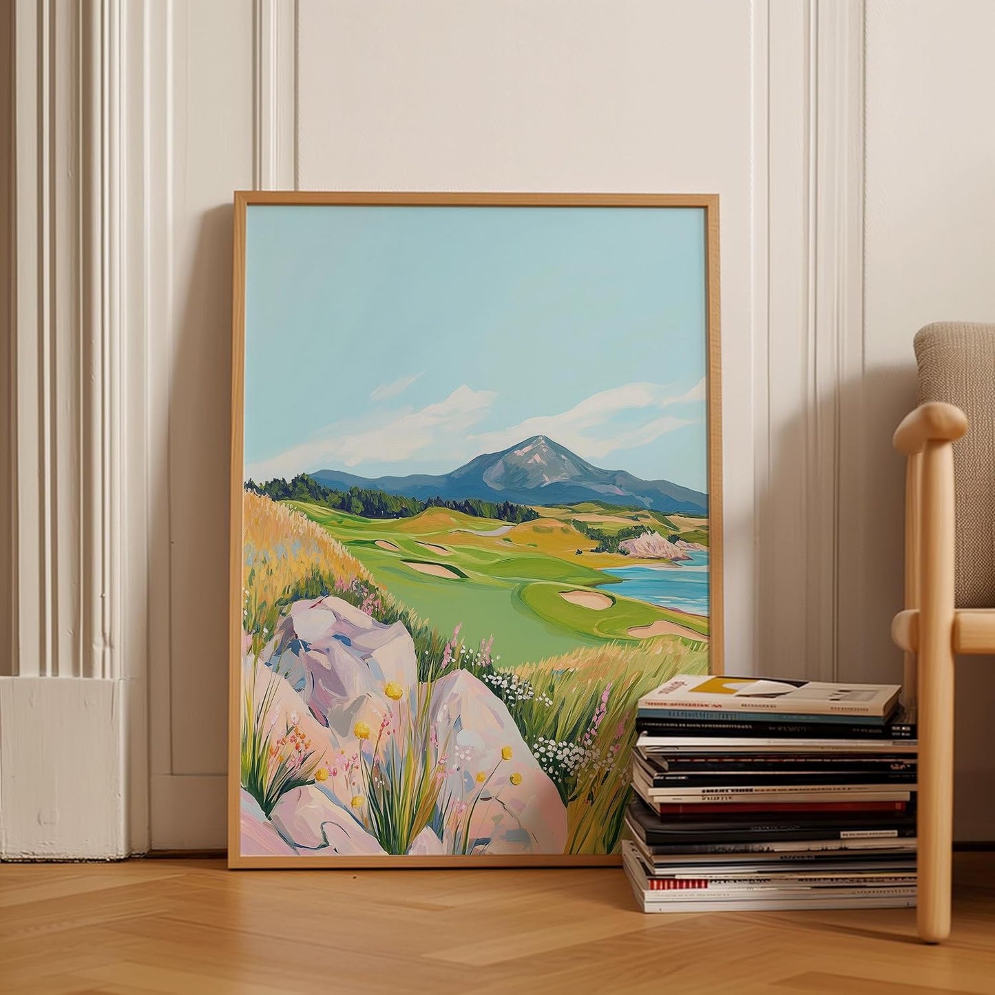 Golf Course Floral Pastel Art Print Posters - Premium Giclee Fine Art Prints - Golf Course Home Decor Posters, Golfer Art Prints for Home and Office Decor - Vintage Aesthetic, Ready to Frame