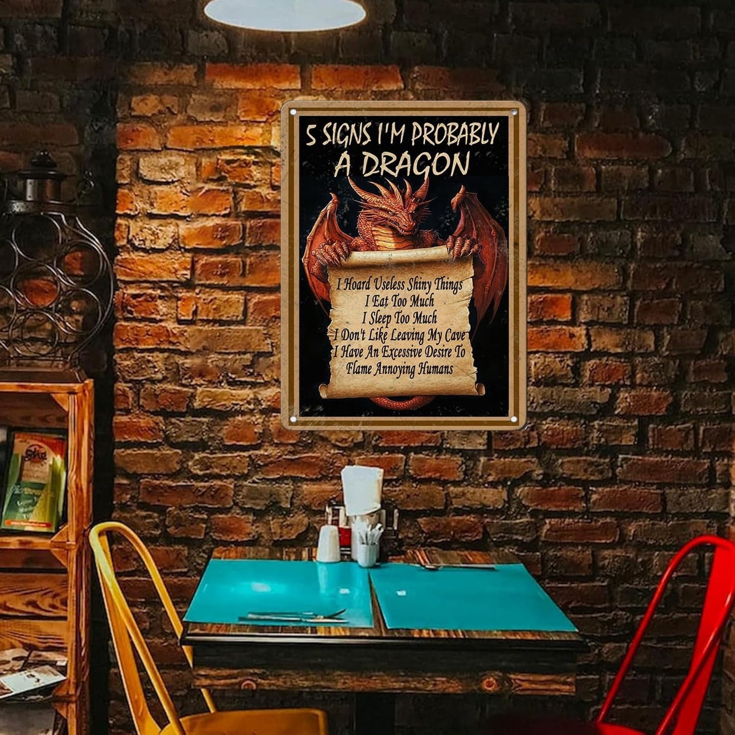 Vintage 5 Signs I’M Probably A Dragon Vertical Iron Metal Tin Sign 12x16 Inch Home Kitchen Garden Wall Decor