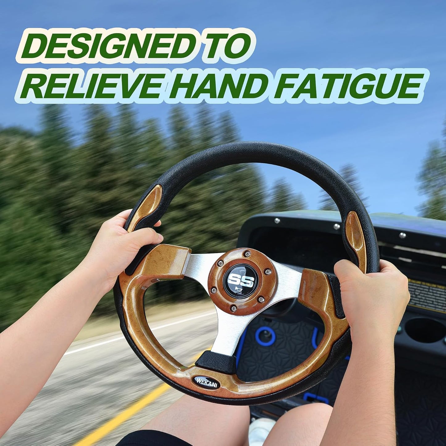 Golf Cart Steering wheel for EZGO YAMAHA and Club Car Precedent Most Golf carts Wood Grain