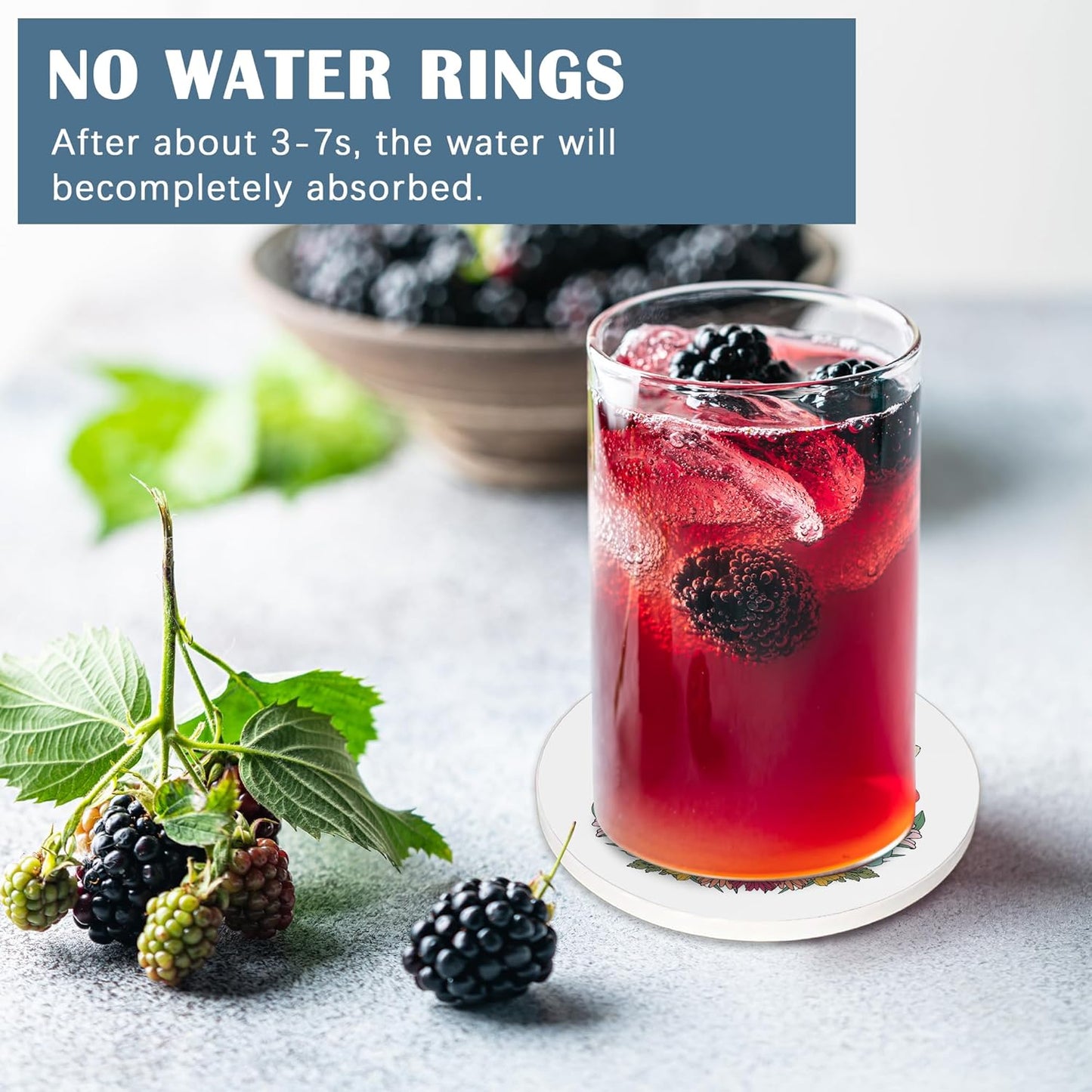 Coasters for Drinks,Bee Kind Wild Flower Absorbent Coaster Set of 4 with Cork Base,Ceramic Drink Coasters for Cold Drinks Wine Glasses Cups Mugs,Housewarming Gifts for Home Decor