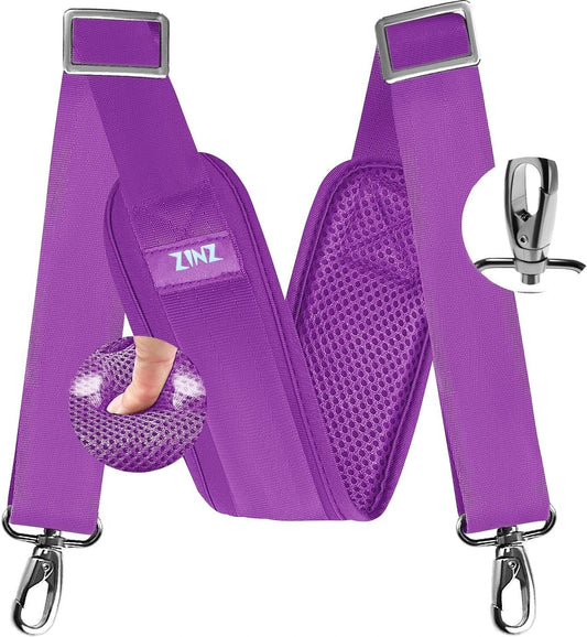ZINZ 77 Inch Shoulder Strap Univesal Bag Strap with Fixed Pad Ultra Thick Plus Long & Breathable Cushion, Replacement Strap for Bags,Purple