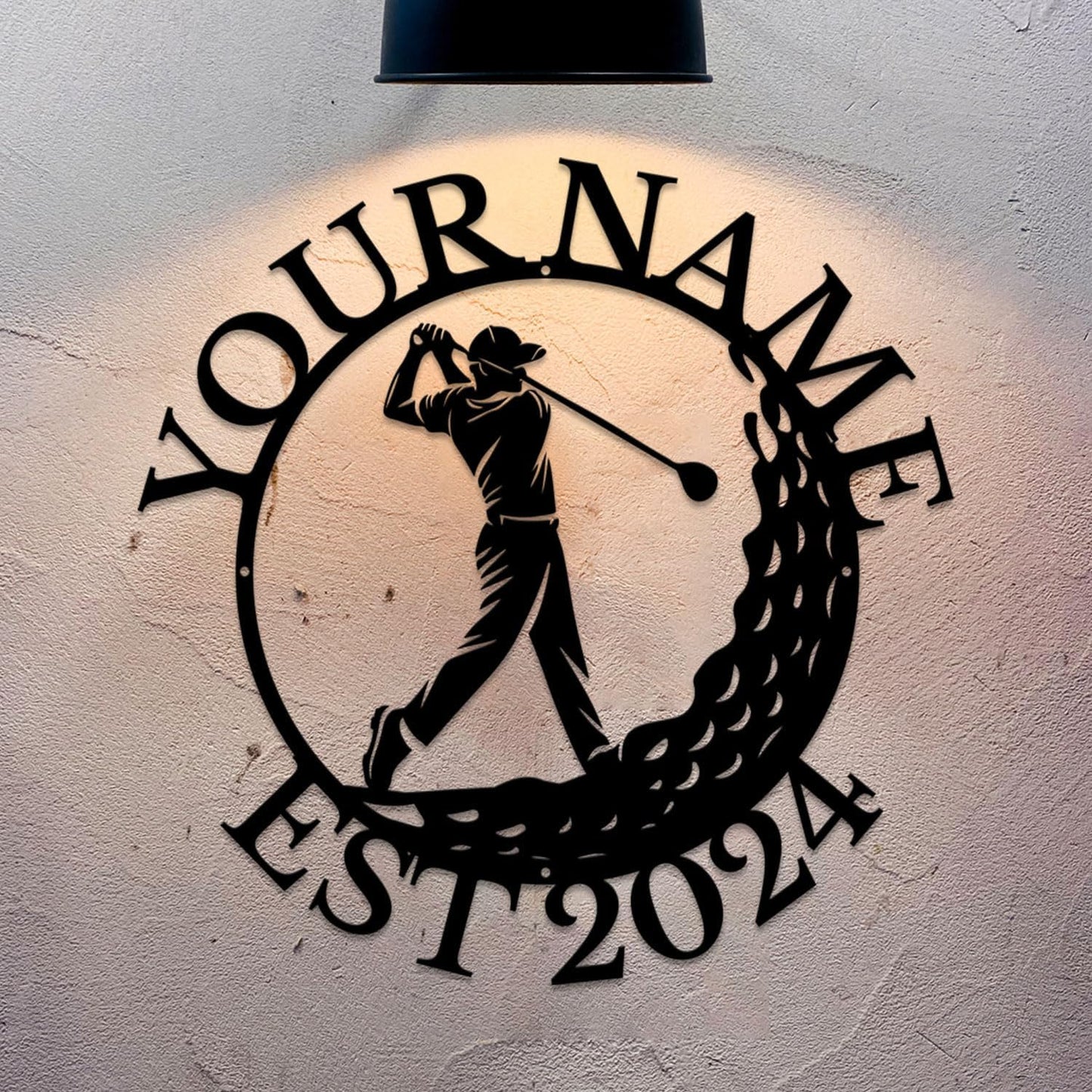 Golf Art Metal Signs,Custom Golf Metal Name Signs,Personalized Golf Signs,Black Golf Metal Wall Art Signs,Golfball Home Outdoor Metal Signs (Style B)