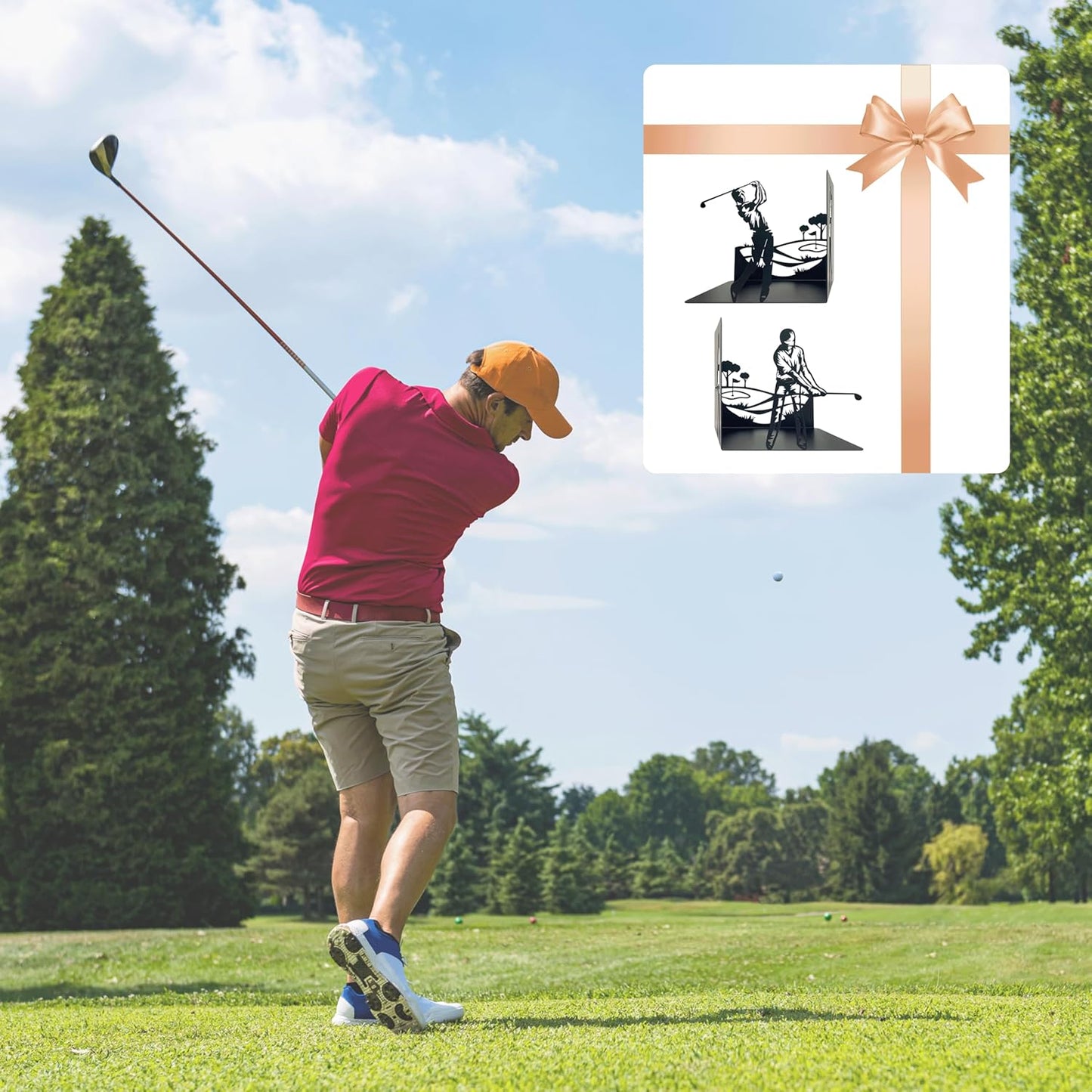 Golf Decorative Bookends – Golf Home Decor and Office Décor - Great Gift Idea for Golf Lovers