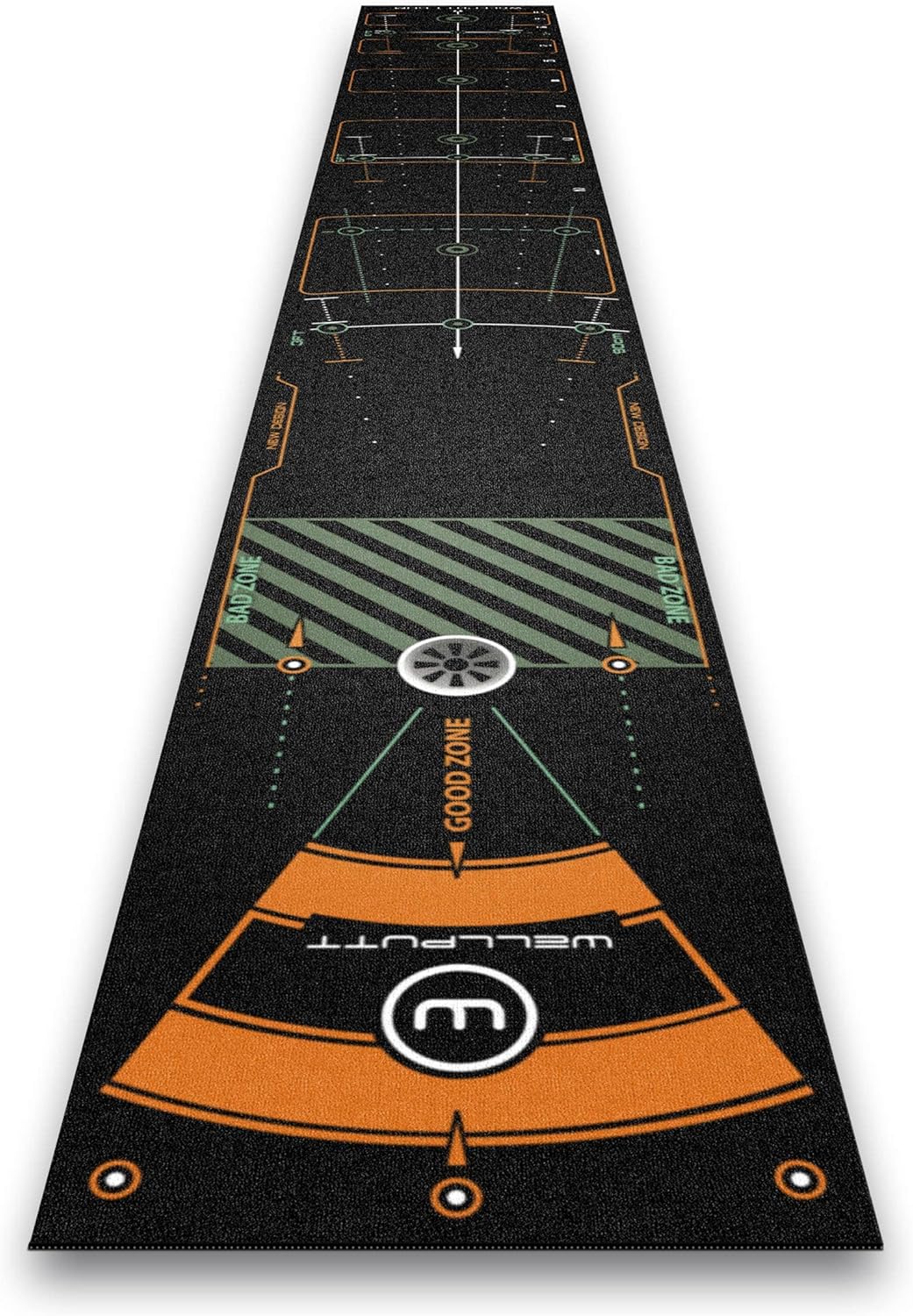 WELLPUTT - Golf Putting Training Mat - 13ft Black