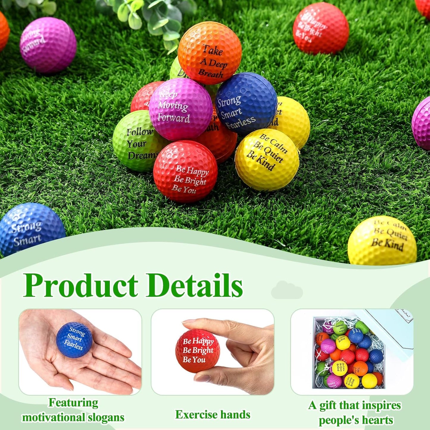 Blulu 30 Pieces Foam Golf Practice Balls with Motivational Quotes, 1.57 Inch Soft Golf Balls Party Favors Fun Stress Relief for Gift Bag Fillers Use Indoors or Outdoors