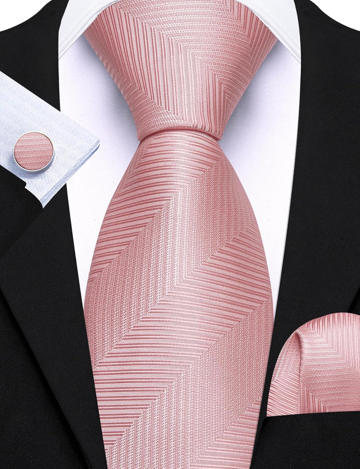 Barry.Wang Designer Classic Ties for Men Set Formal Pocket Square Cufflink Check Plaid