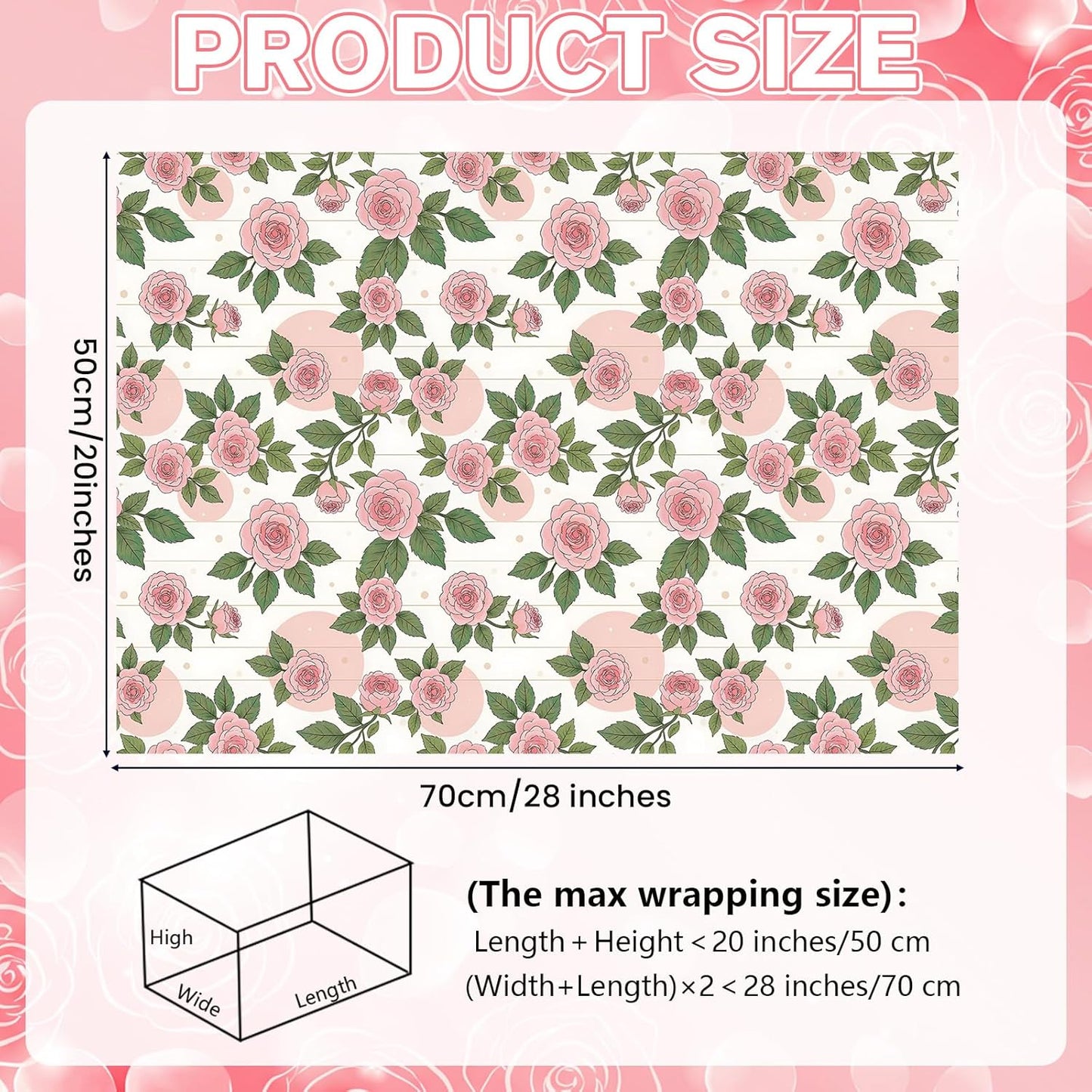 Pineraap Floral Rose Wrapping Paper 12 Sheets Red,White,Yellow,Pink Rose Themed Gift Wrap for Weddings,Birthdays,Bridal Showers,20"×28"