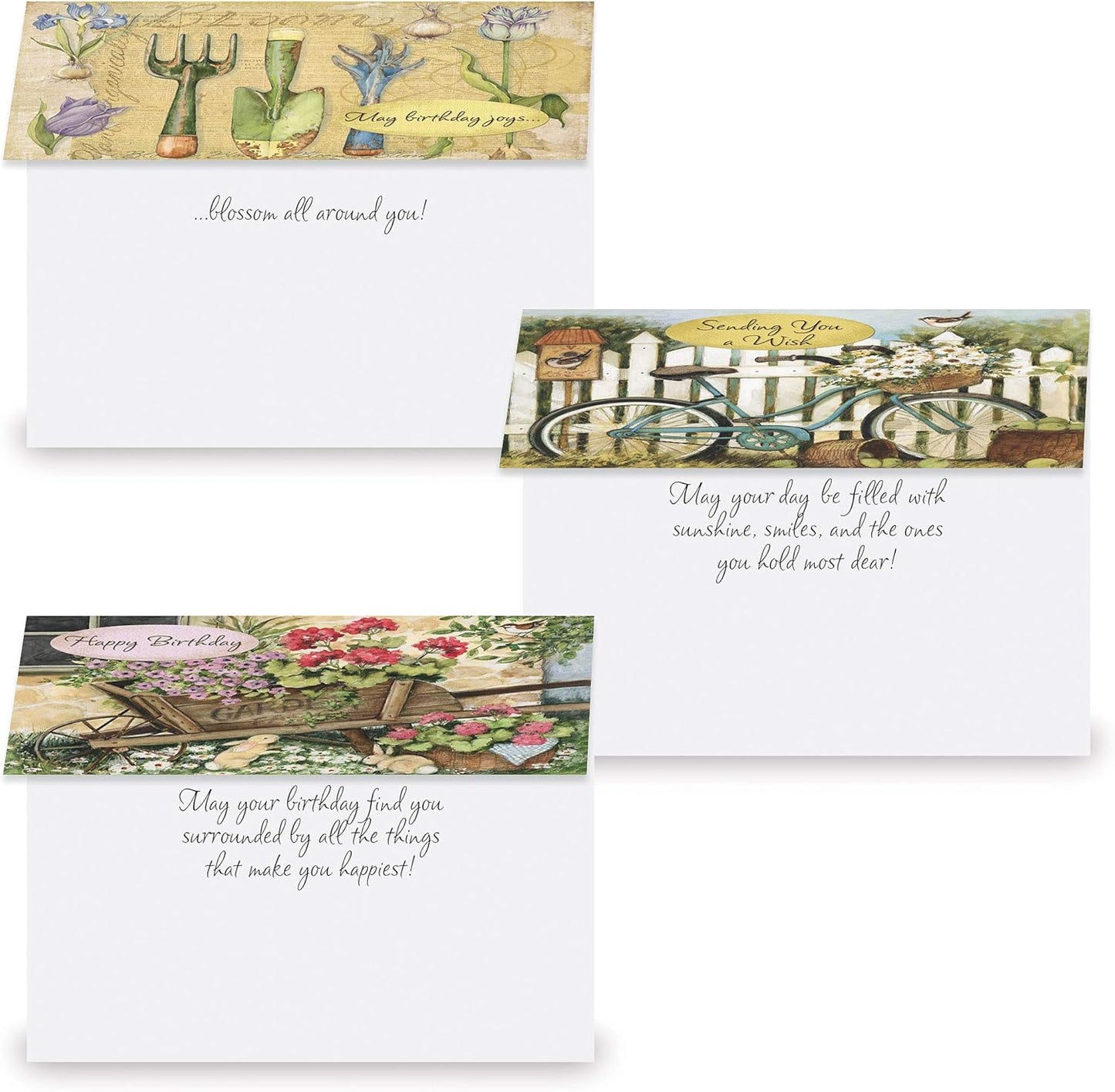Current by Susan Winget Happy Birthday Greeting Card Set - Value Pack of 20 Cards With White Envelopes, 10 Designs, Large 5" x 7" Assortment