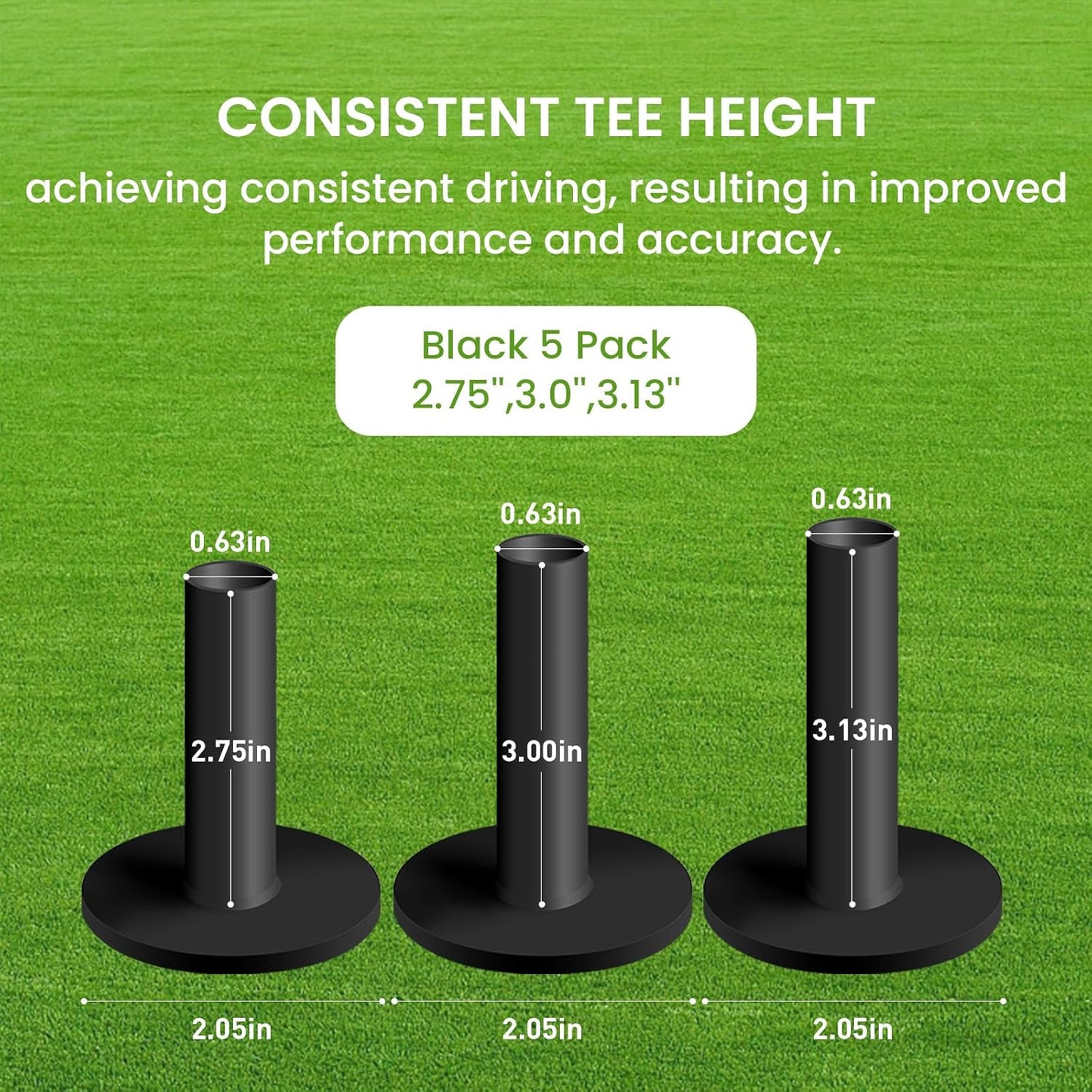 Golf Rubber Tees Driving Range Different Size, Professional Durable Tee Set for Indoor Outdoor Practice Mat…