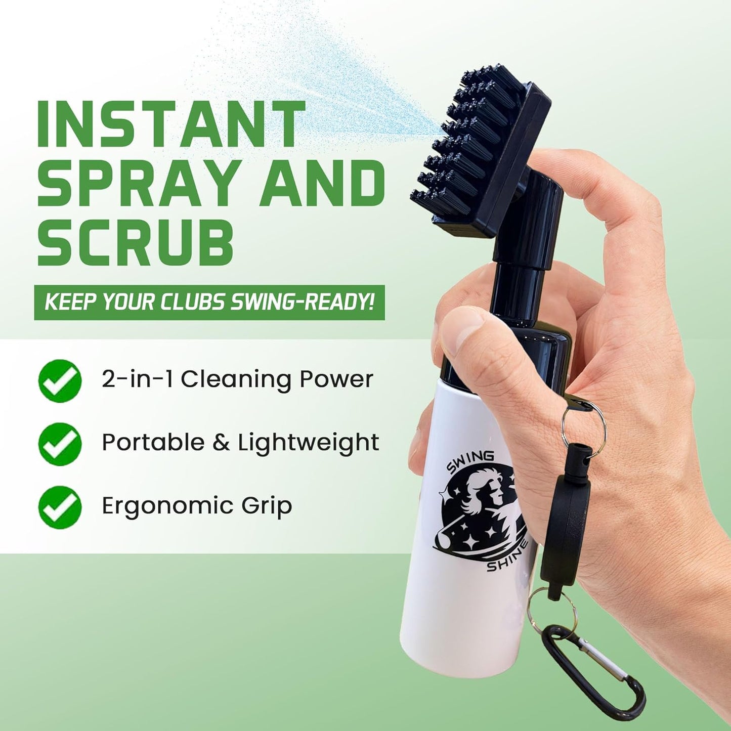 Golf Club Cleaner- Microfiber Golf Towel- Golf Club Cleaner Brush-Holds 6oz of Water- Golf Club Spray Bottle- Compact and Durable, Golf Accessories for Men- Golf Club Spray Brush with Water