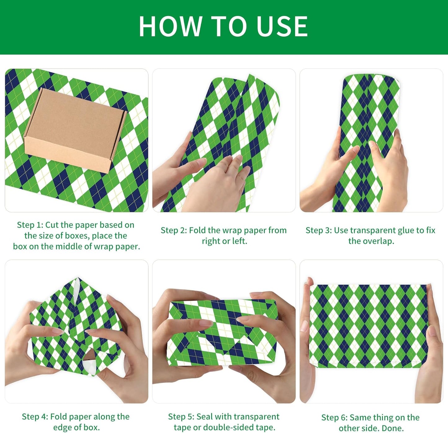 EoBeCy Golf Wrapping Paper for Men Boys, 12 Sheets Folded Gift Wrap with Golf Carts, Flags, Clubs, Green and Blue Argyle Designs, Sports Wrapping Paper for Father’s Day Birthday Retirement, 20"×28"